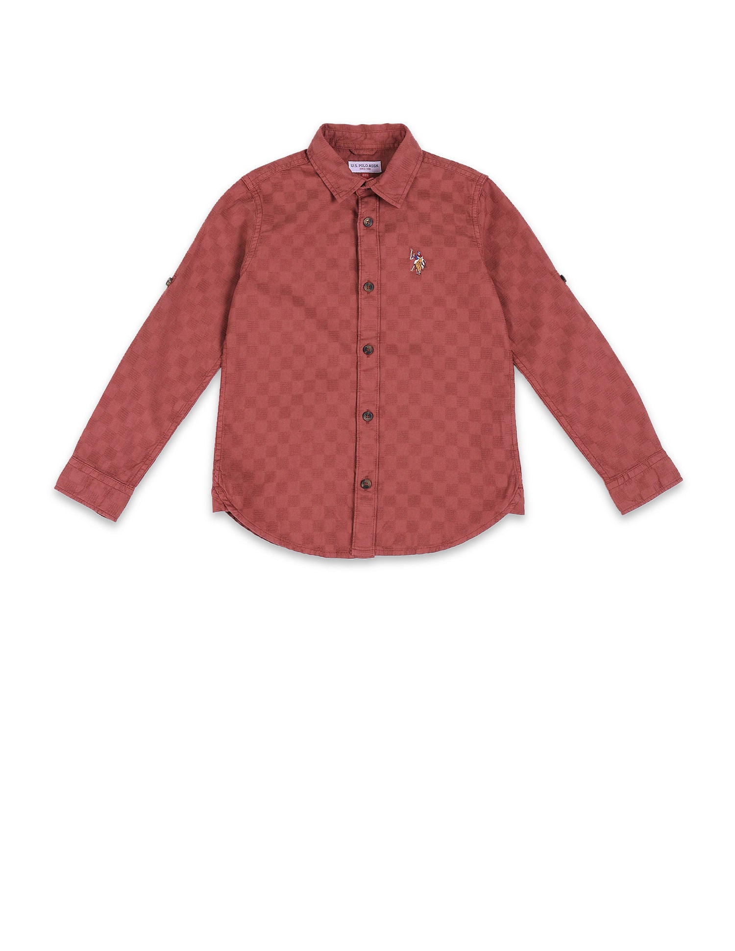 Boys Pure Cotton Regular Fit Shirt Rust - U.S. Polo Assn. India | Large