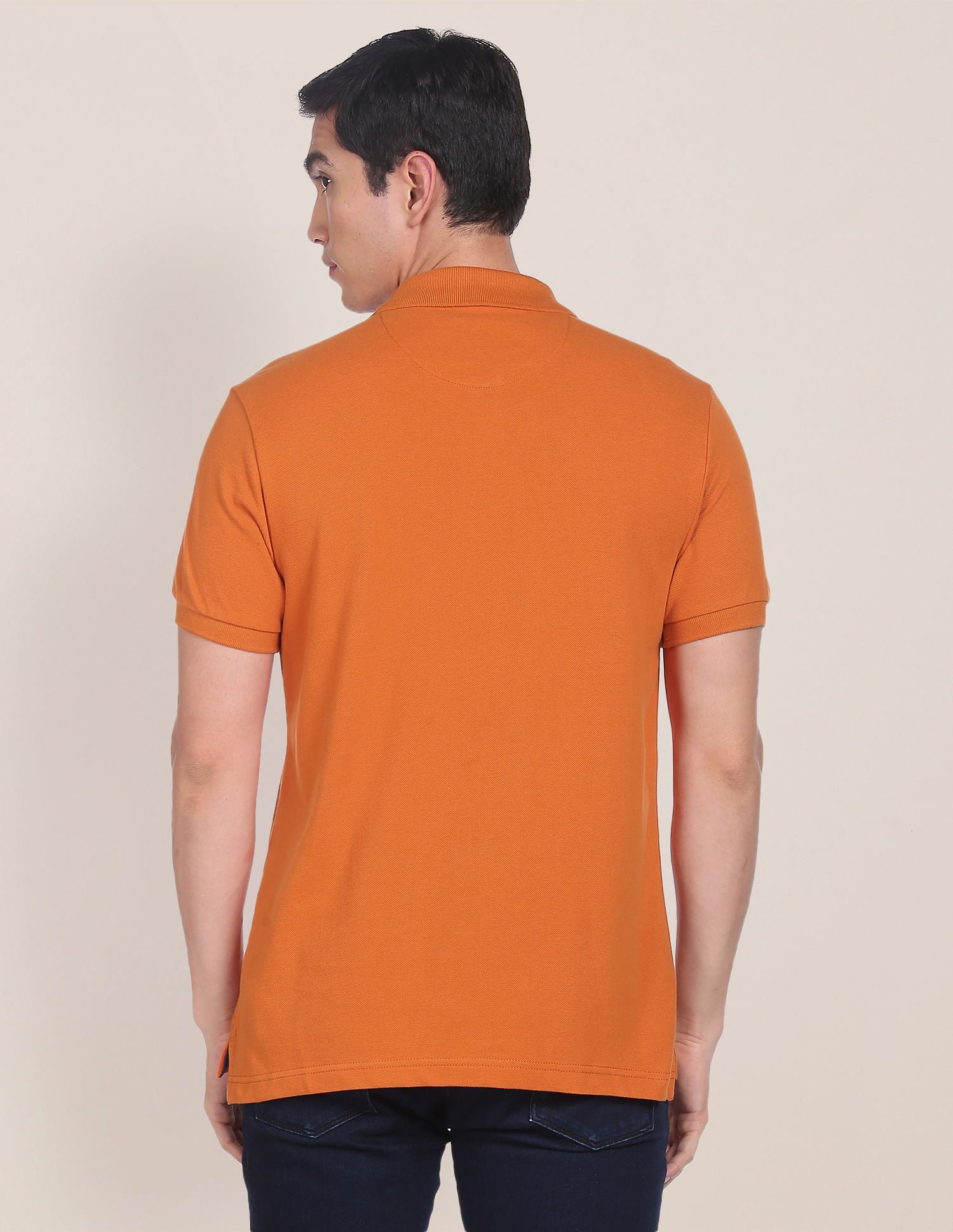 Pure Cotton Solid Pique Polo Shirt Orange - U.S. Polo Assn. India | Large