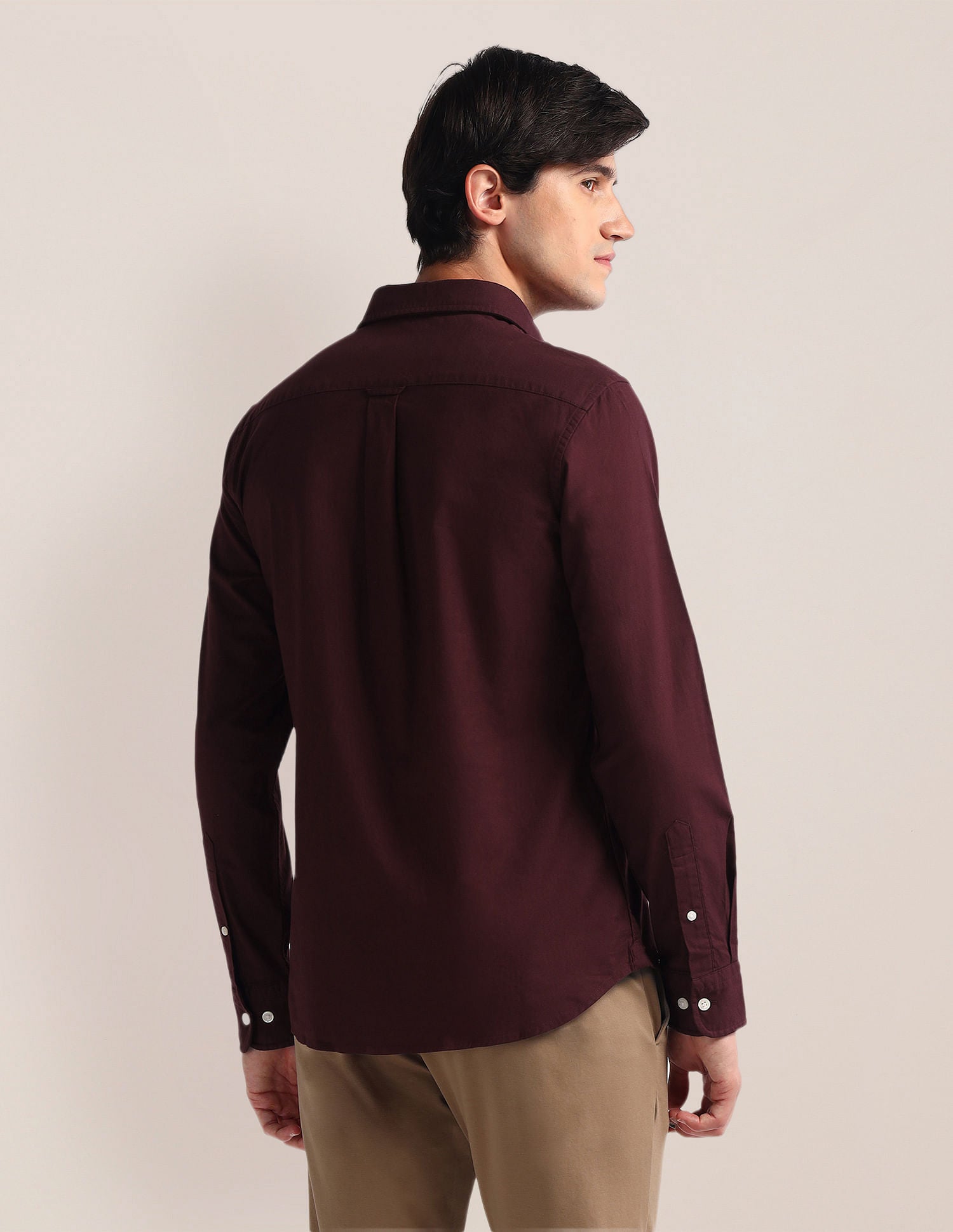 Tailored Fit Solid Shirt Maroon - U.S. Polo Assn. India | Large