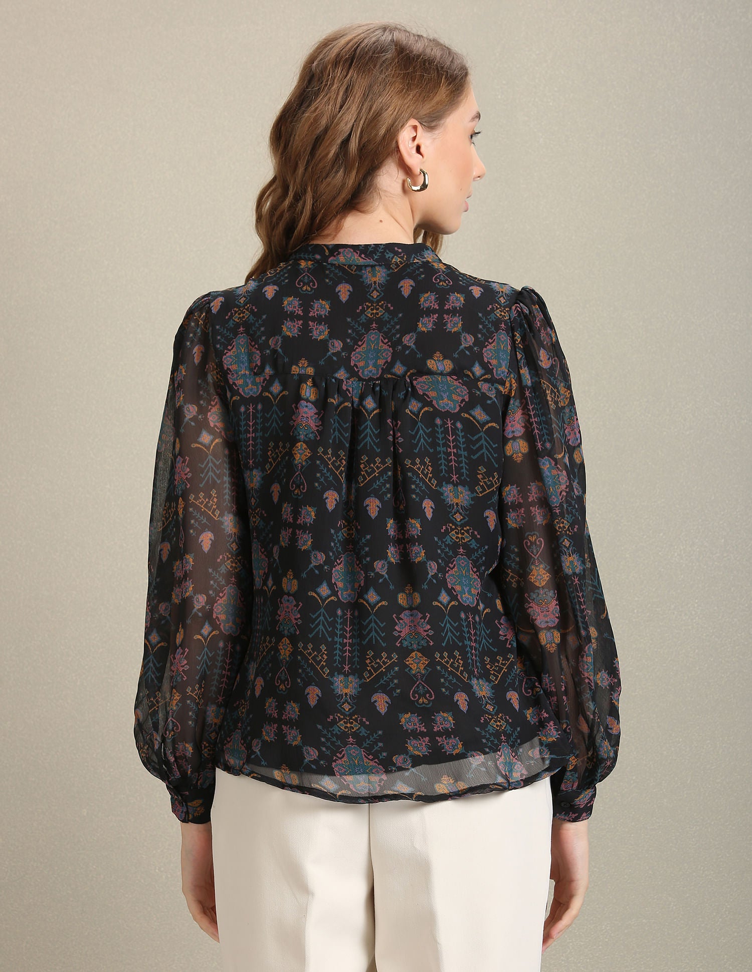 Motif Print Long Sleeve Shirt Black - U.S. Polo Assn. India | Large