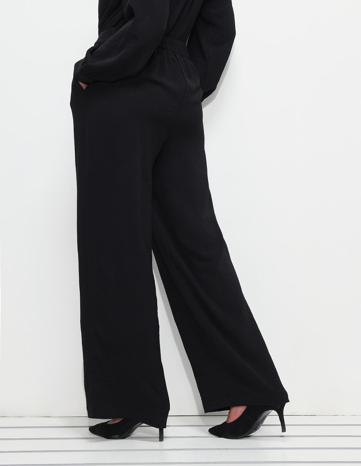 High Rise Wide Leg Fit Trousers Black - U.S. Polo Assn. India | Large