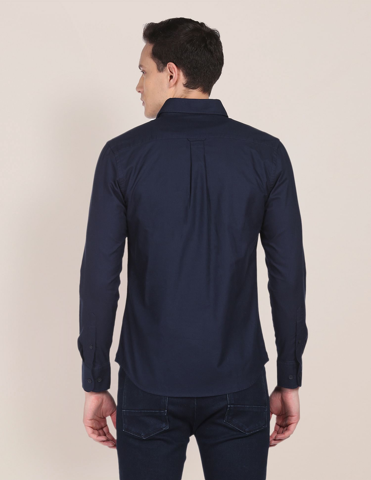 Pure Cotton Solid Casual Shirt Navy - U.S. POLO ASSN. | Large