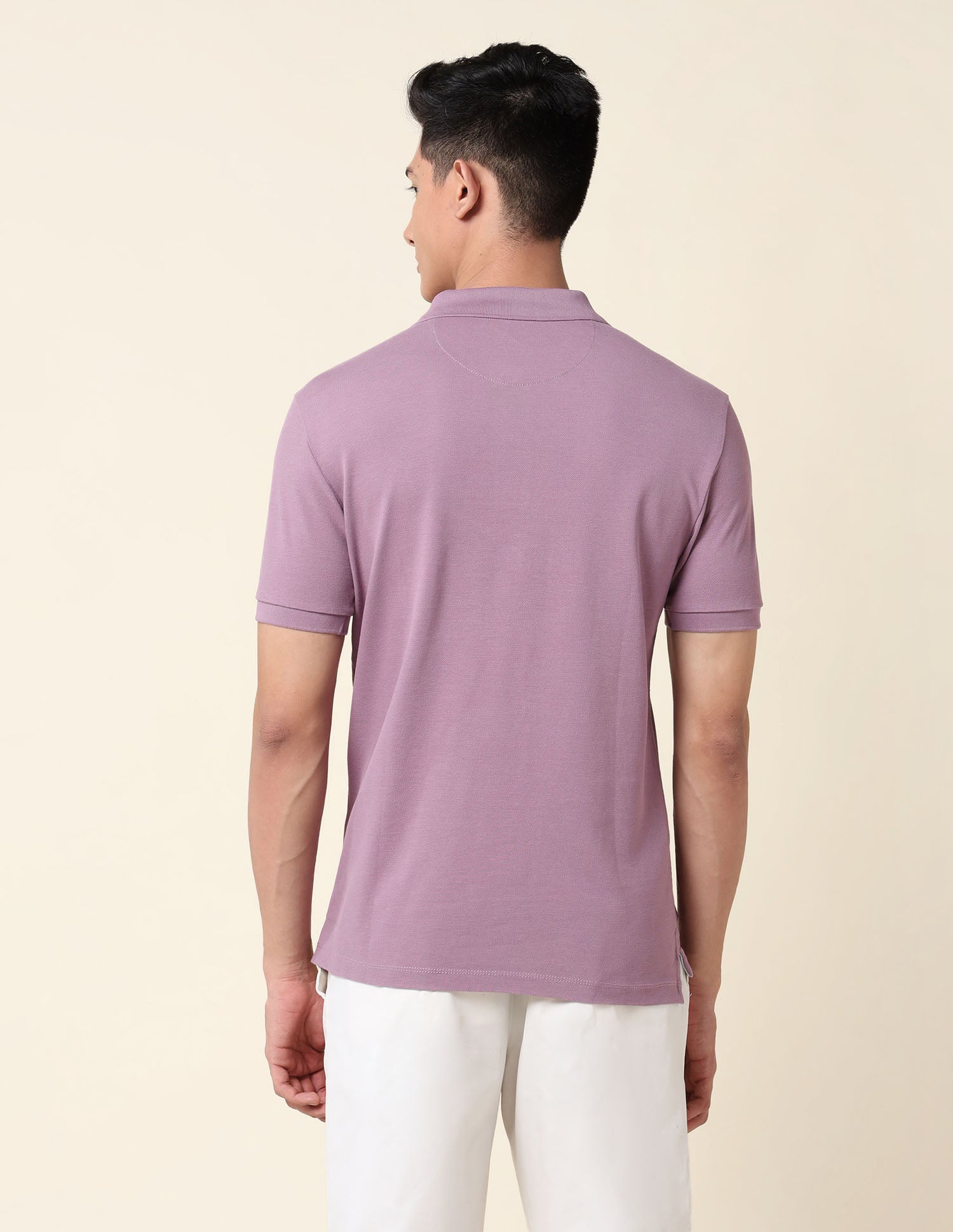 Pure Cotton Solid Polo Shirt Violet - U.S. Polo Assn. India | Large
