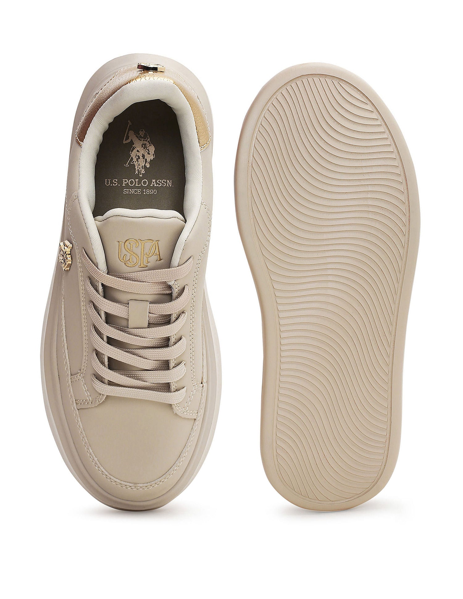 Lace Ups Padded Eleanor 2.0 Sneakers Beige - U.S. Polo Assn. India | Large