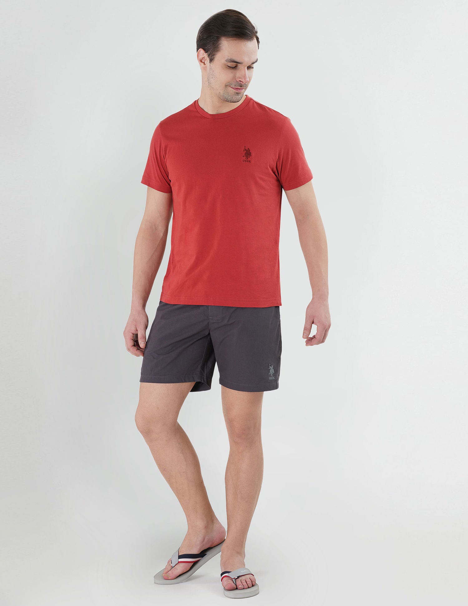 Pure Cotton Brushed Elastic I108 Boxers - Pack Of 1 Asphalt - U.S. POLO ASSN. | Large