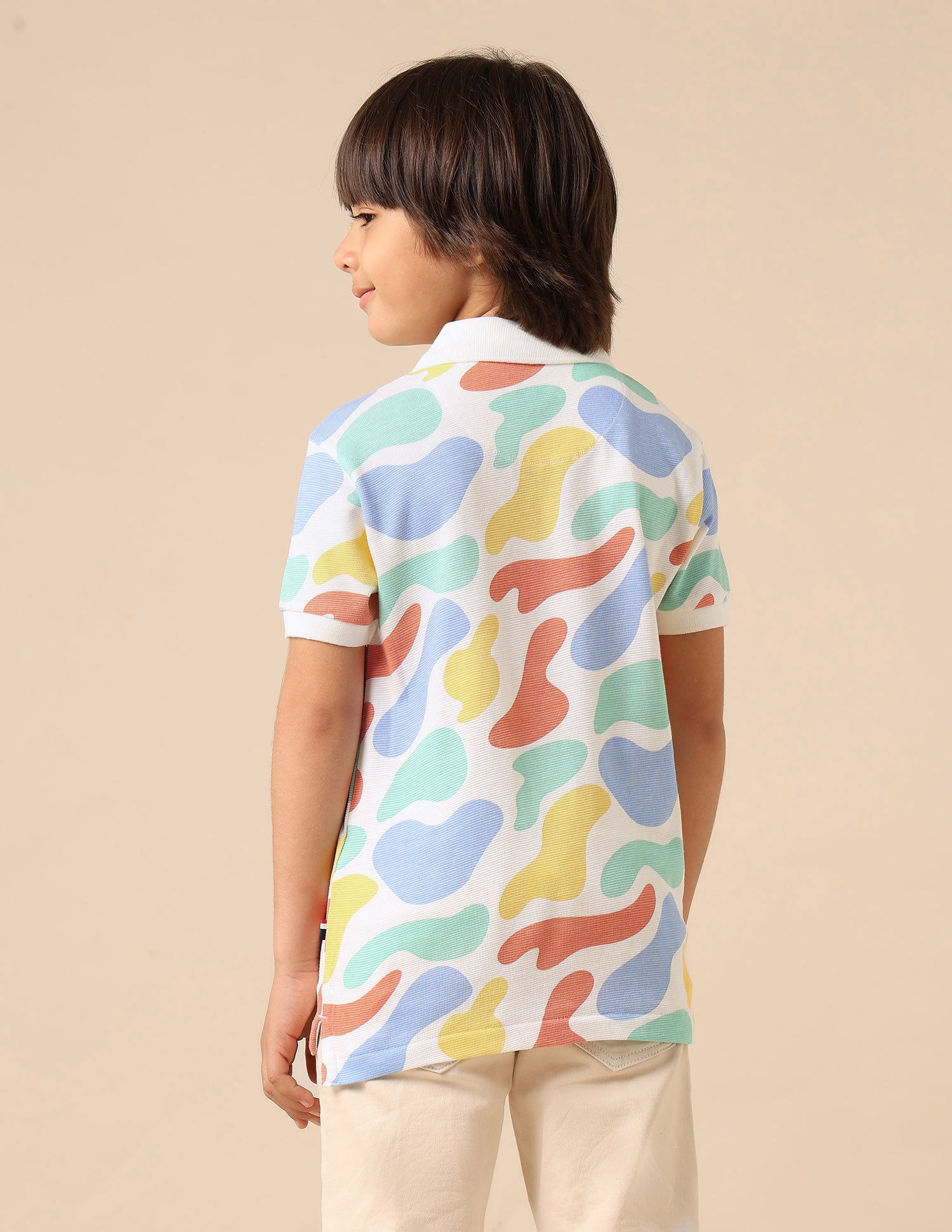Boys Abstract Printed Regular Fit Polo Shirt White - U.S. POLO ASSN. | Large