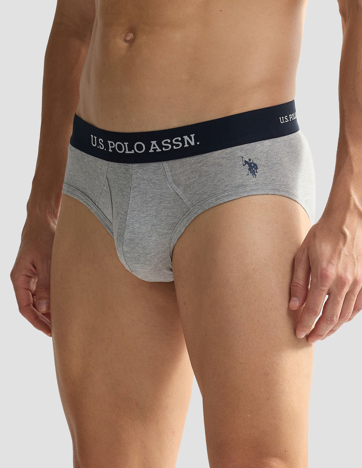 Elasticized Waist OEB11 Briefs - Pack Of 2 Black and Grey Melange - U.S. POLO ASSN. | Large