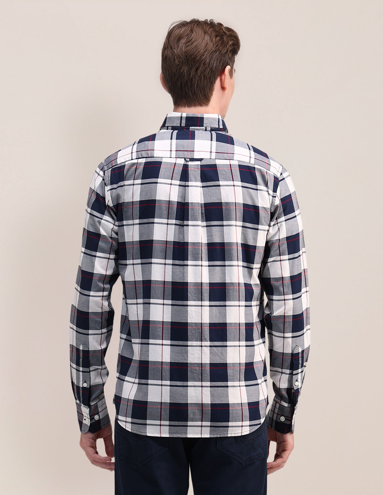 Tartan Check Oxford Cotton Shirt Navy - U.S. Polo Assn. India | Large