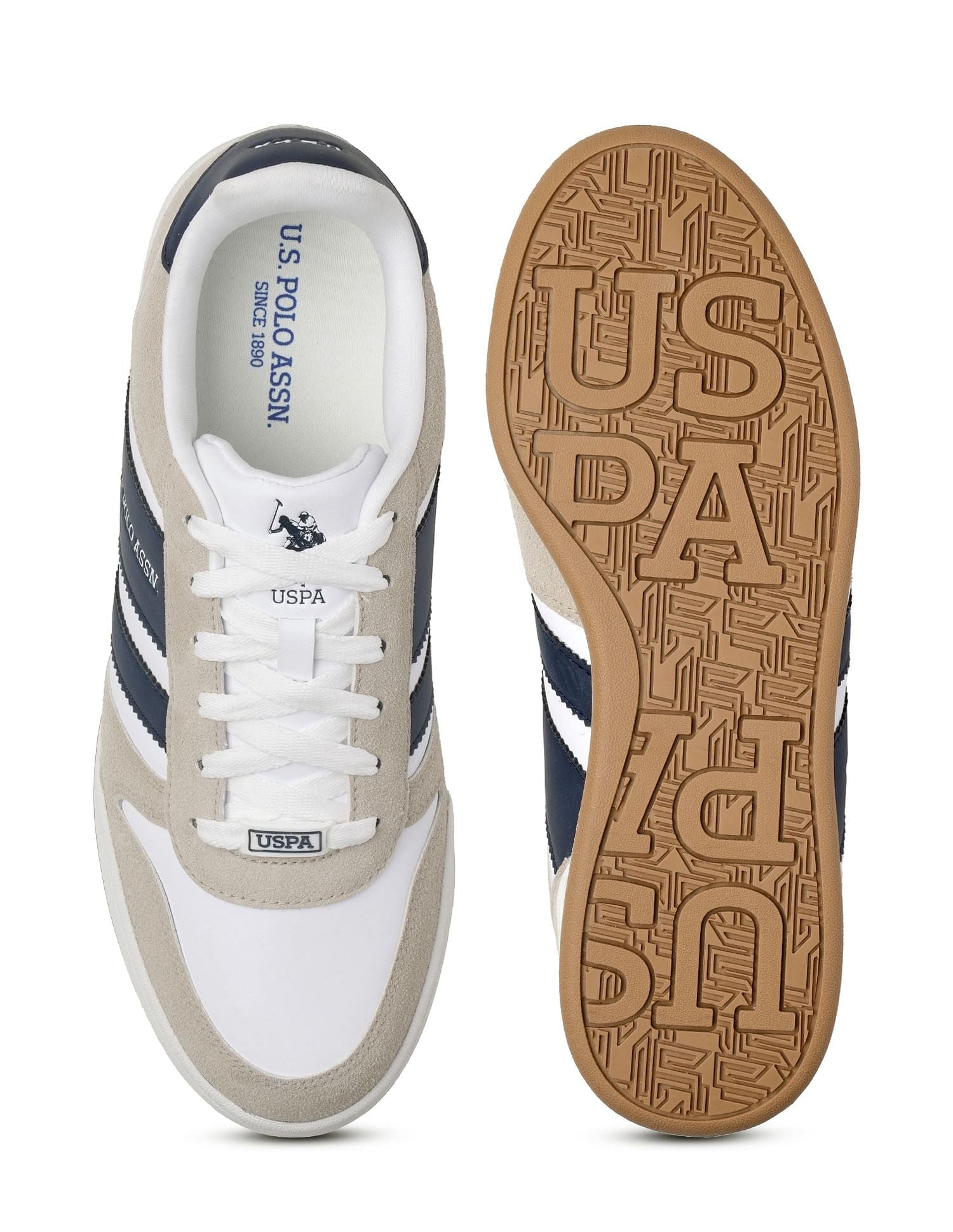 Men Gren Suede Colourblocked Sneakers Beige - U.S. POLO ASSN. | Large