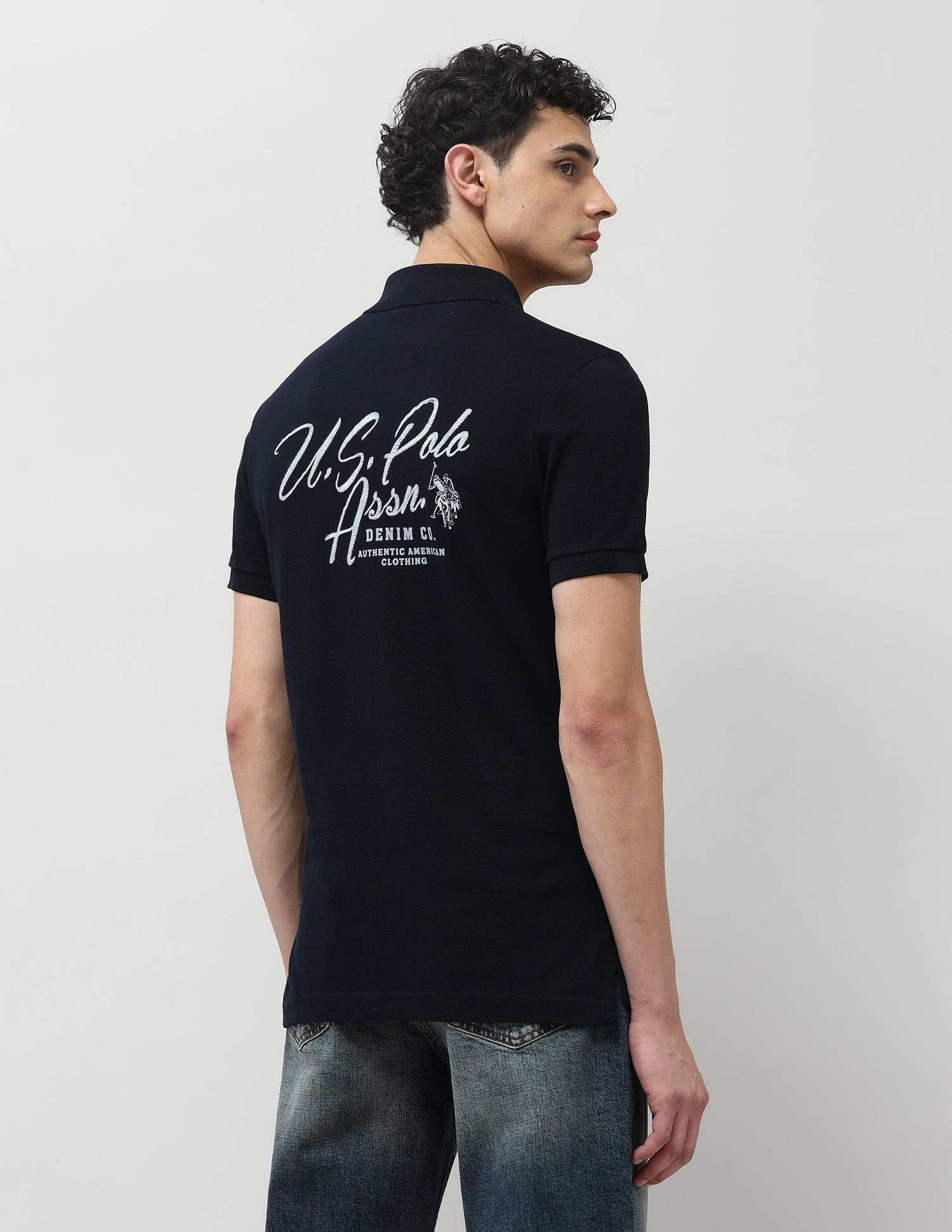 Brand Embroidered Muscle Fit Polo Shirt Navy - U.S. POLO ASSN. | Large