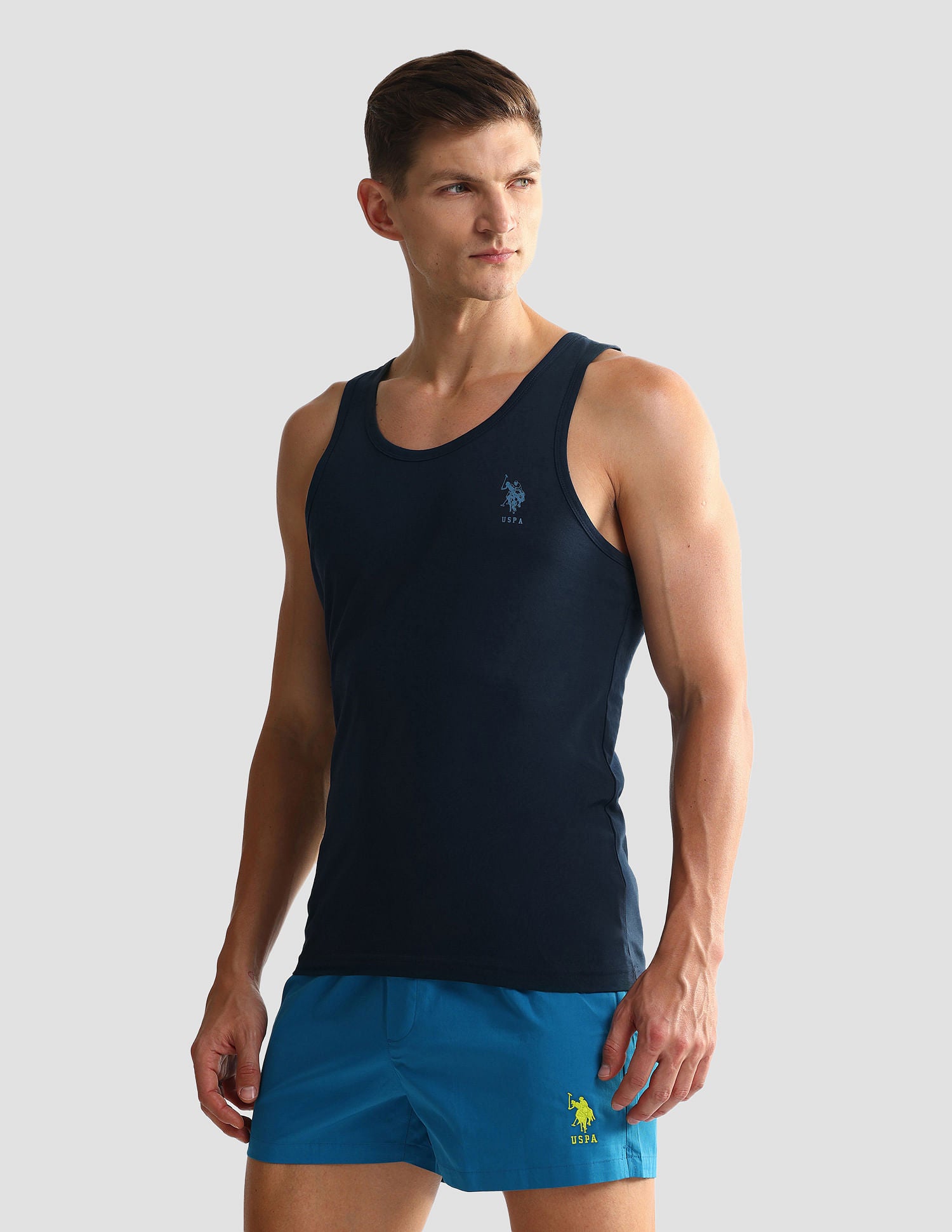 Solid Cotton OEV05 Vest - Pack Of 2 Grey and Navy - U.S. POLO ASSN. | Large