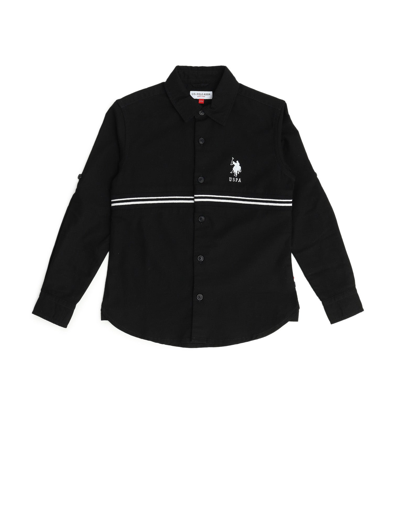 Boys Brand Stripe Cotton Shirt Black - U.S. POLO ASSN. | Large