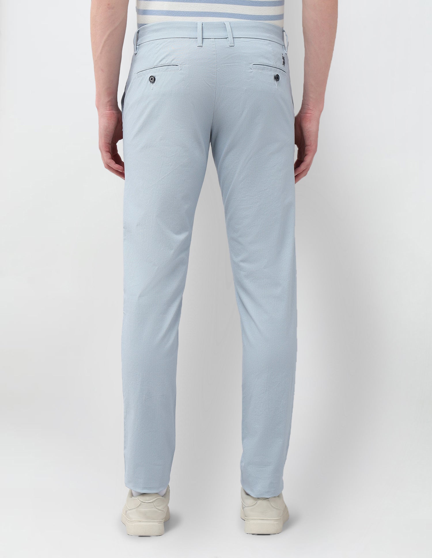 Denver Slim Fit Textured Trousers Light Blue - U.S. Polo Assn. India | Large