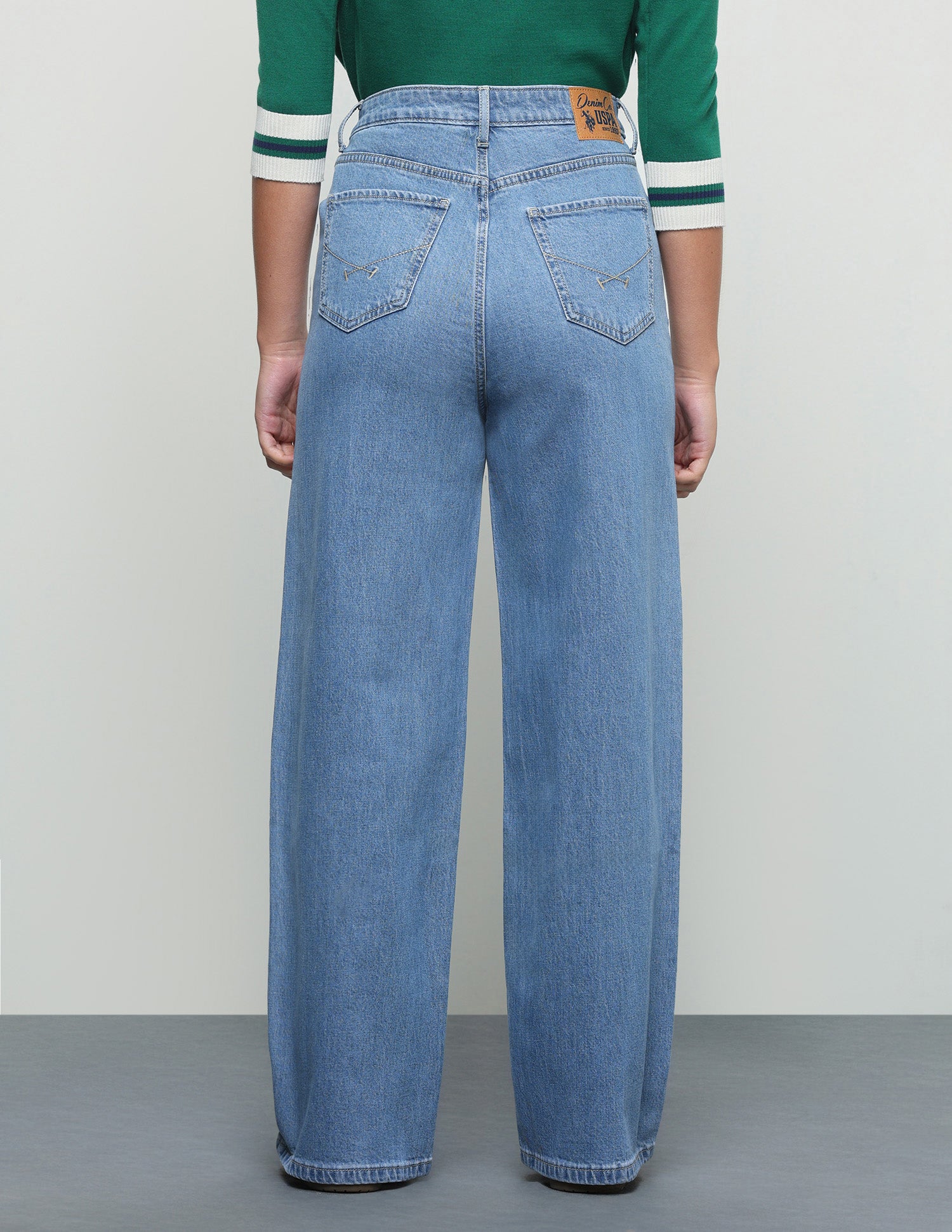 Whiskered Wide Leg Fit Jeans Blue - U.S. Polo Assn. India | Large