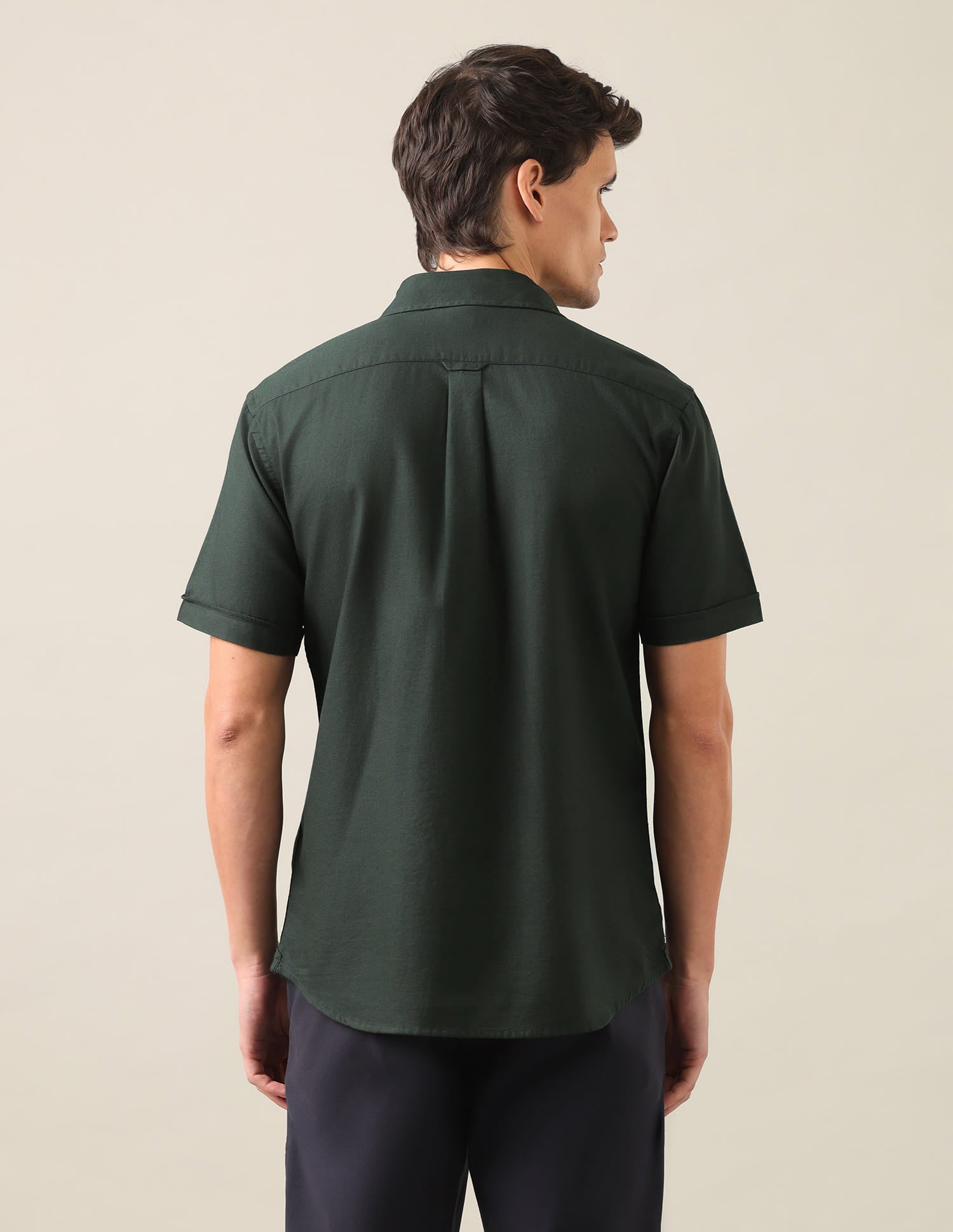 Solid Dobby Shirt Dark Green - U.S. Polo Assn. India | Large
