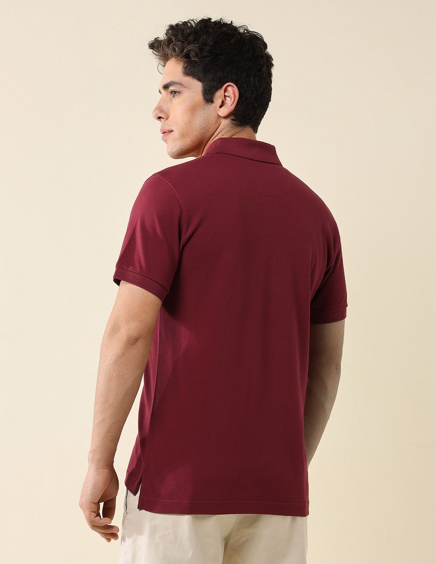 Pure Cotton Slim Fit Polo Shirt Wine - U.S. Polo Assn. India | Large