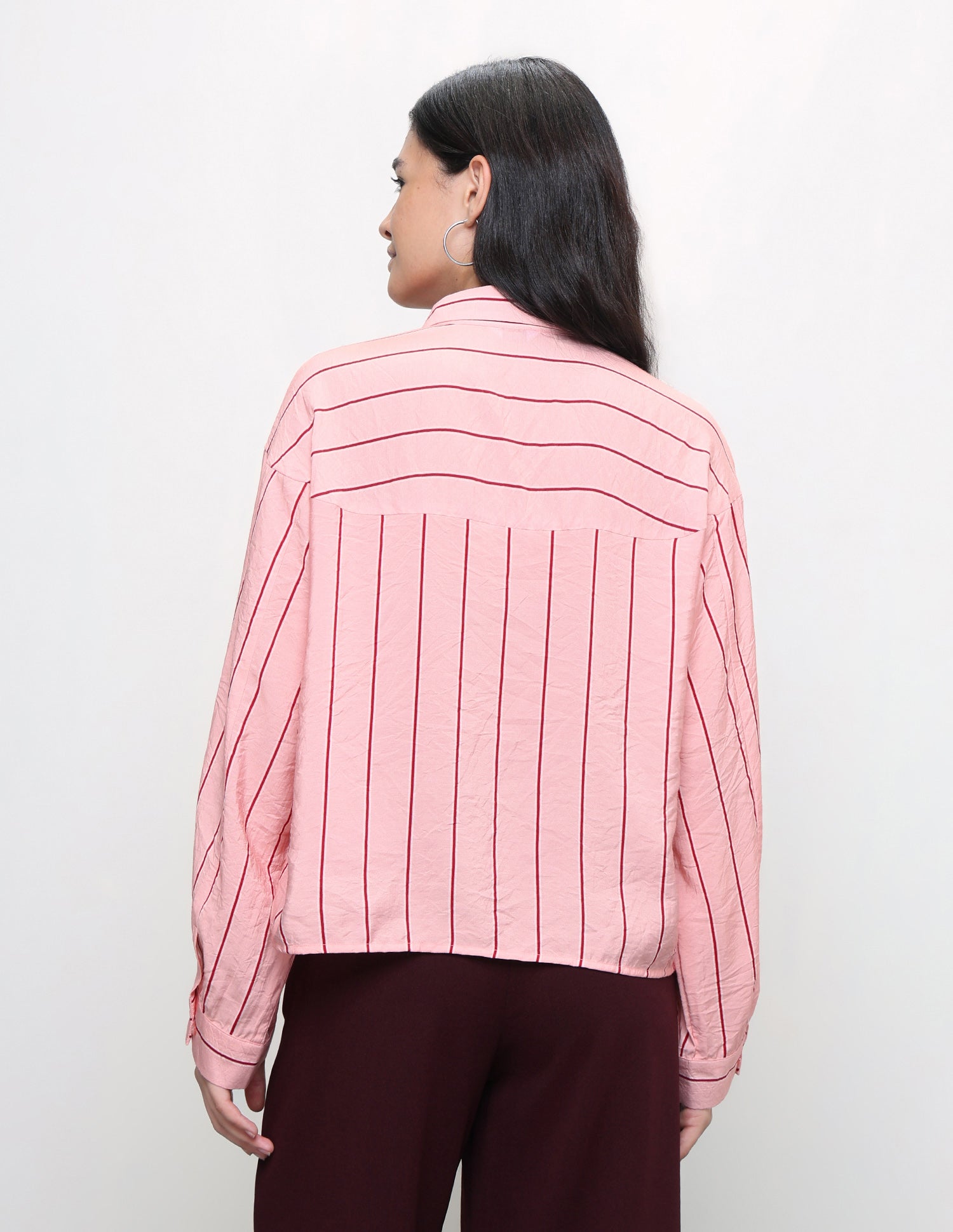 Vertical Striped Boxy Fit Shirt Pink - U.S. Polo Assn. India | Large