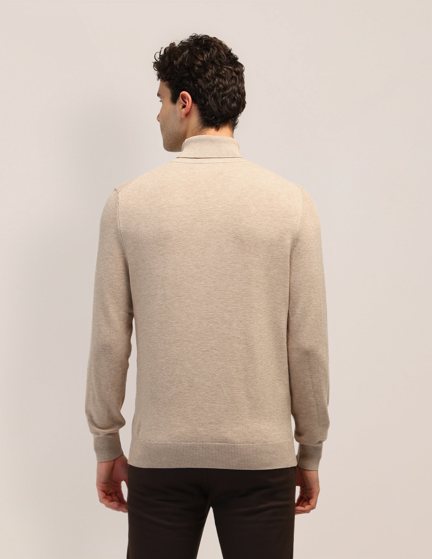 Solid Regular Fit Sweater Beige - U.S. Polo Assn. India | Large