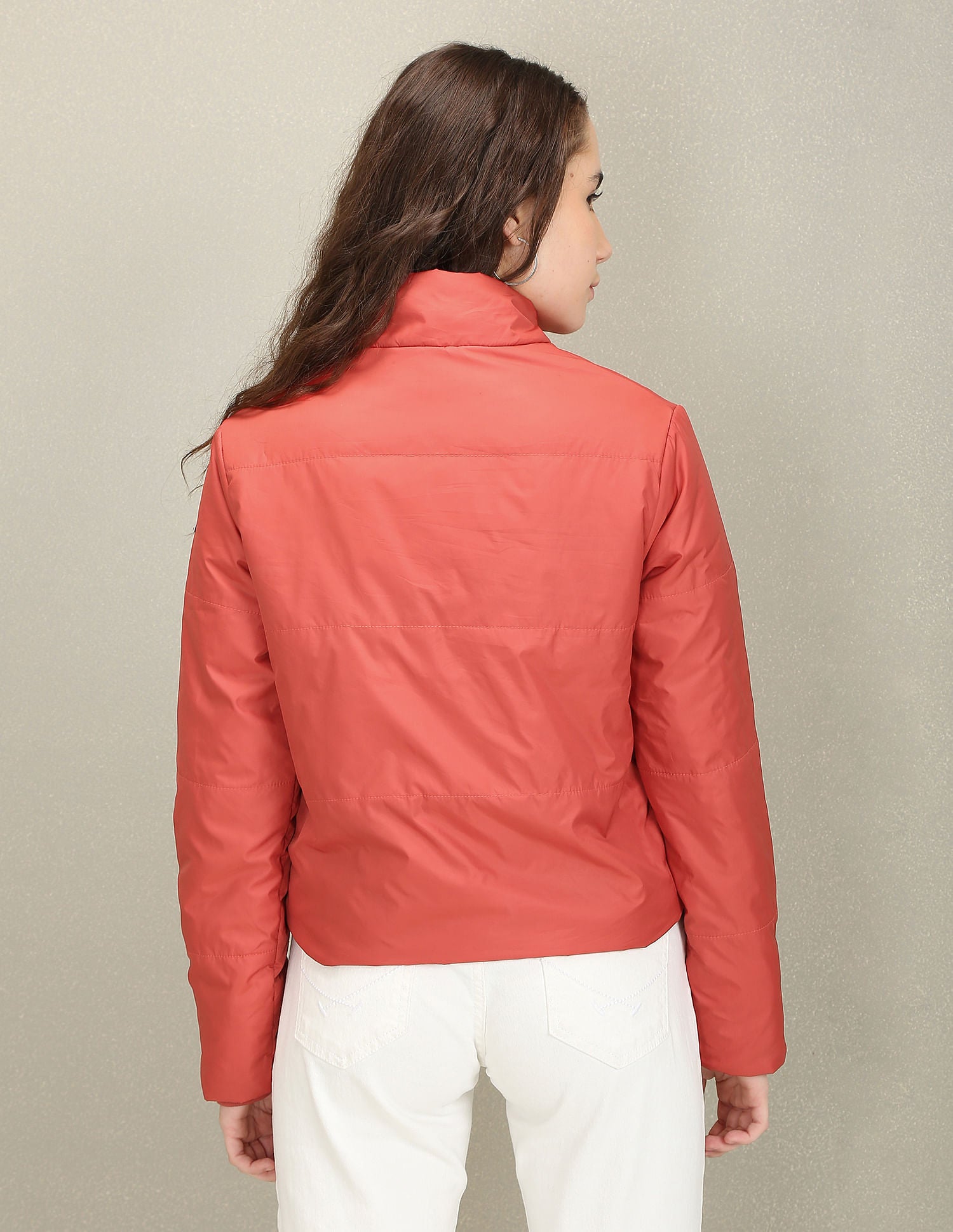 High Neck Solid Padded Jacket Red - U.S. Polo Assn. India | Large