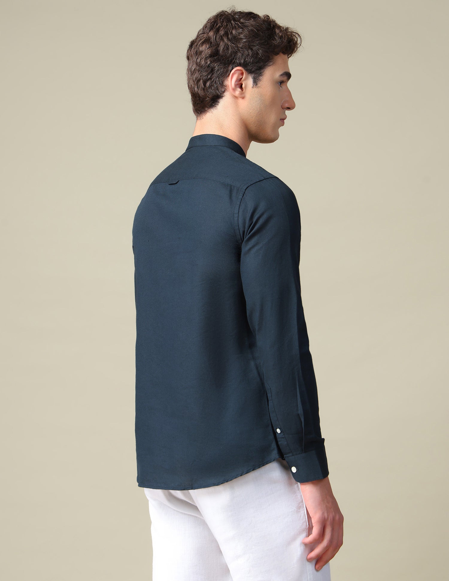 Tailored Fit Mandarin Shirt Navy - U.S. Polo Assn. India | Large