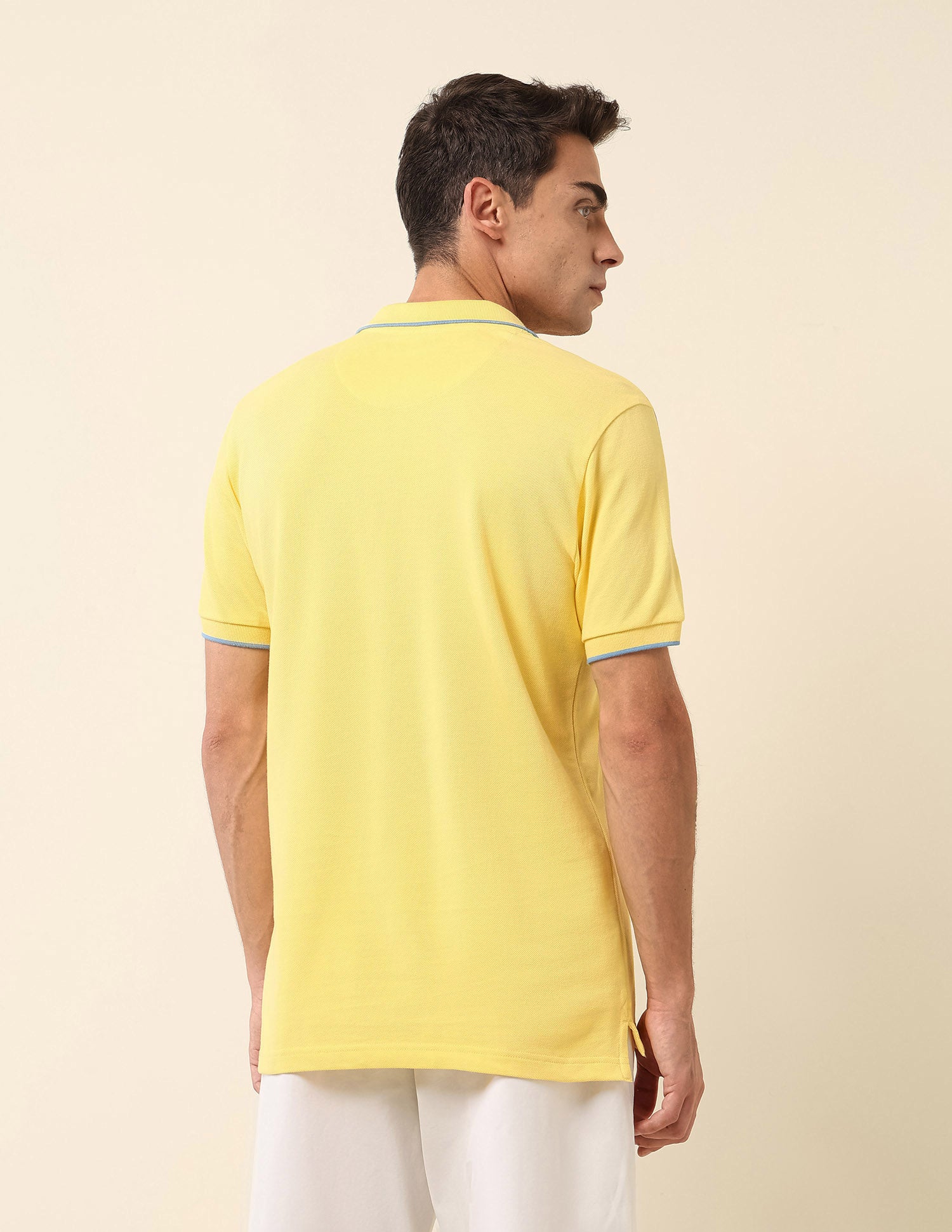 Slim Fit Solid Polo Shirt Yellow - U.S. Polo Assn. India | Large