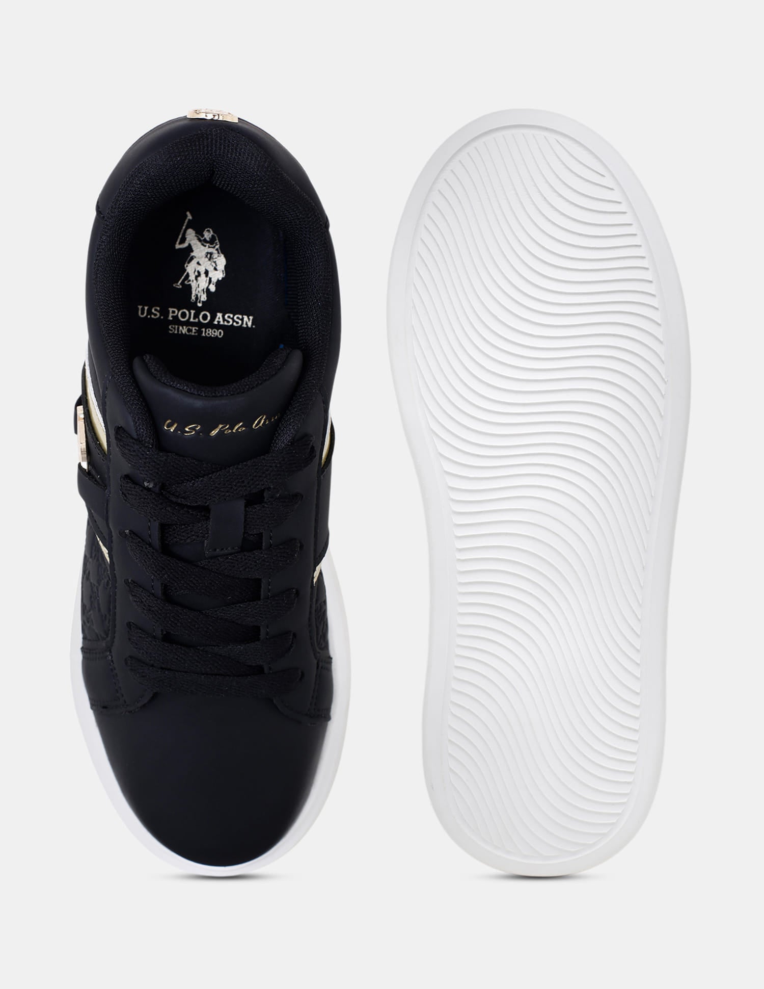 Women Elowen Brand Embossed Sneakers Black - U.S. Polo Assn. India | Large