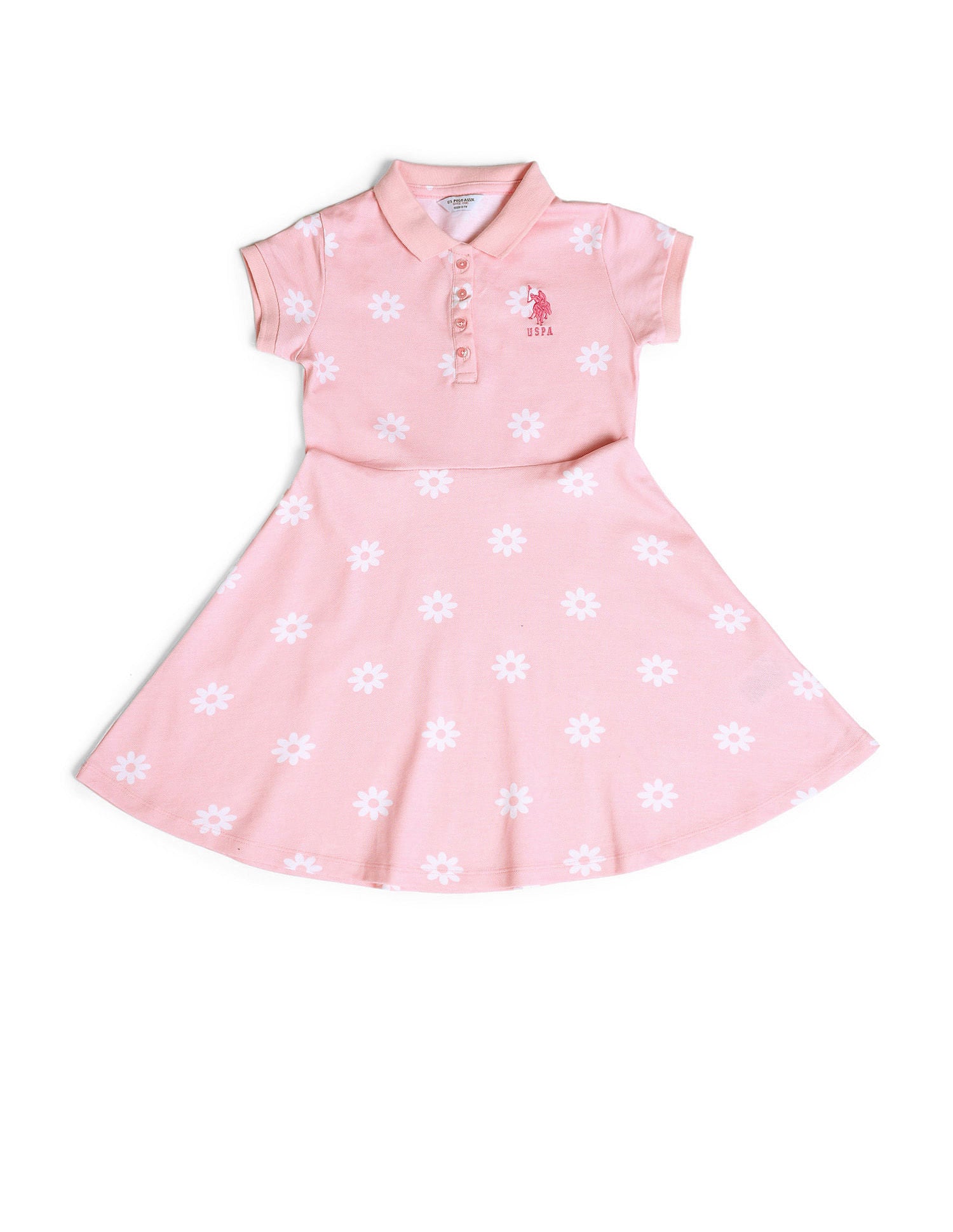 Girls Floral A-line Dress Light Pink - U.S. POLO ASSN. | Large