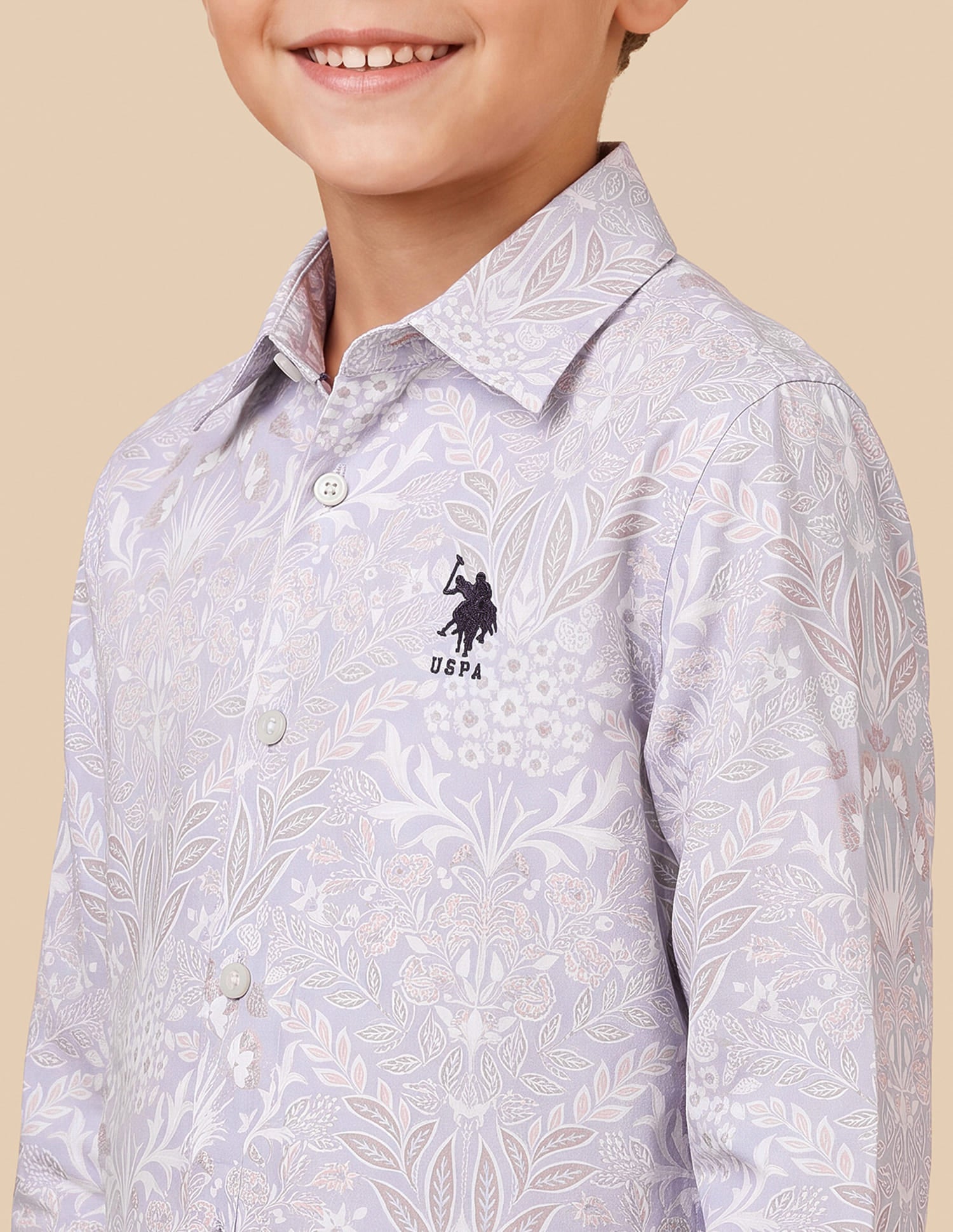 Floral Printed Regular Fit Shirt Purple - U.S. Polo Assn. India | Large
