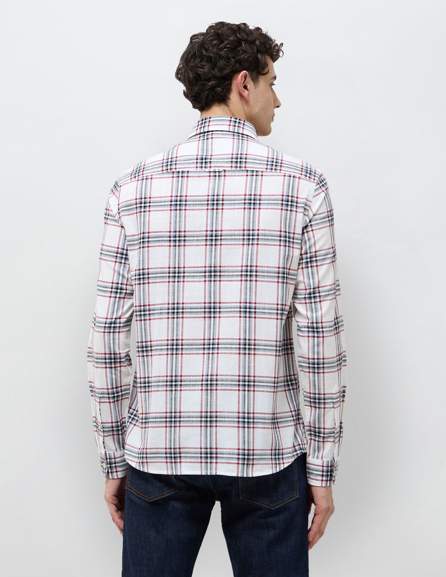 Grid Tattersall Checked Regular Fit Shirt Off White - U.S. POLO ASSN. | Large