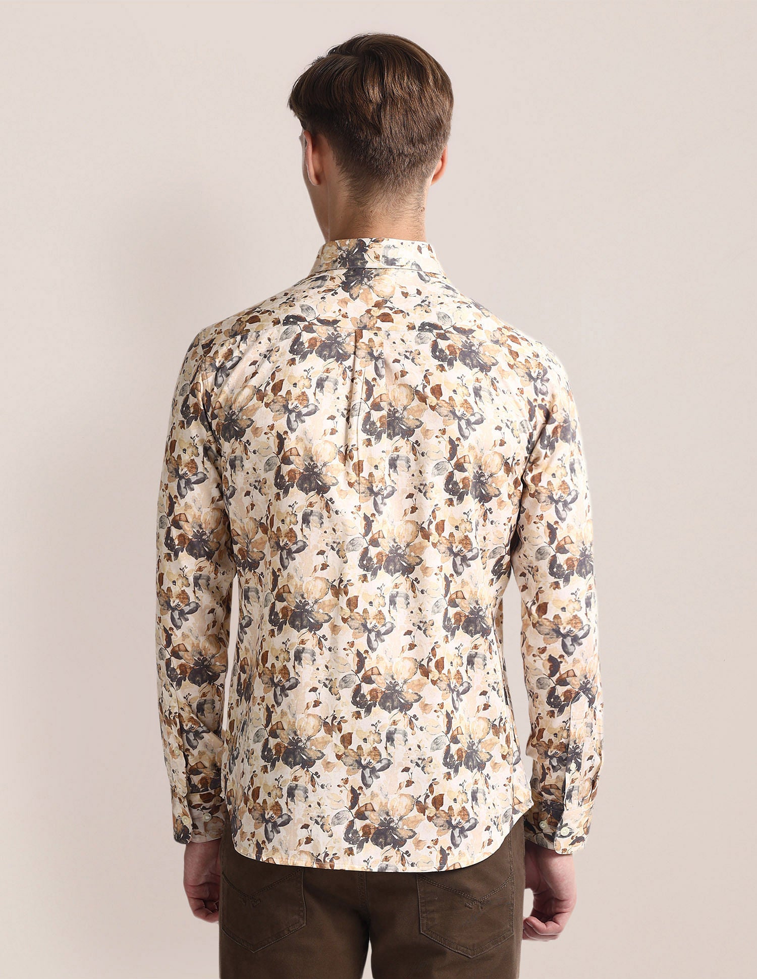Floral Print Tailored Fit Shirt Beige - U.S. Polo Assn. India | Large