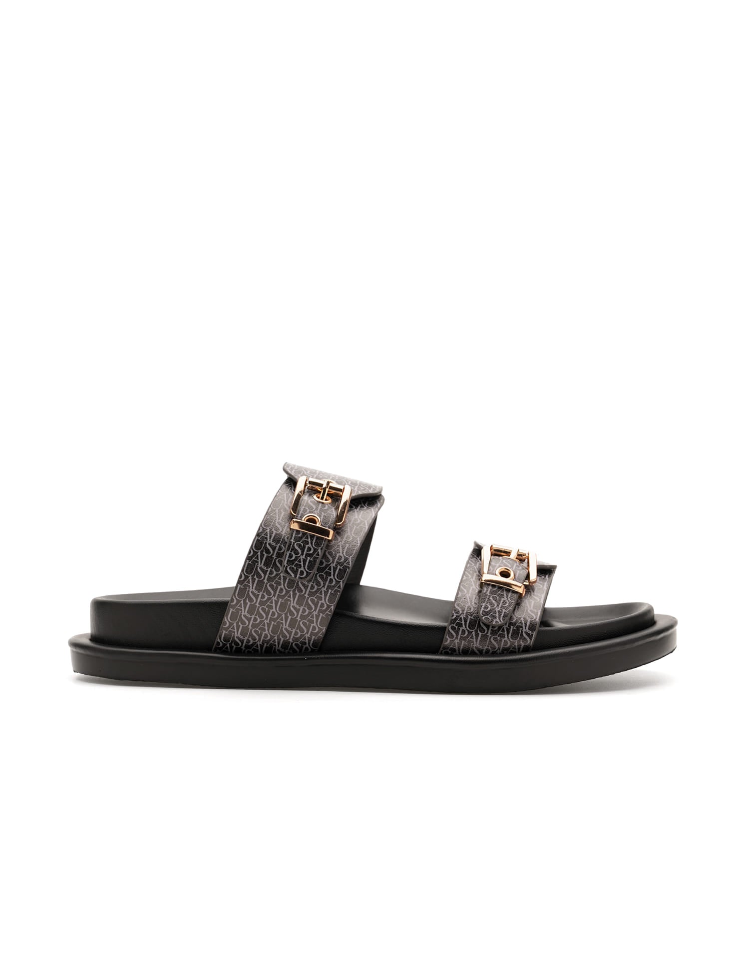 Maria Black Monogram Print Footbed Flats Black - U.S. Polo Assn. India | Large