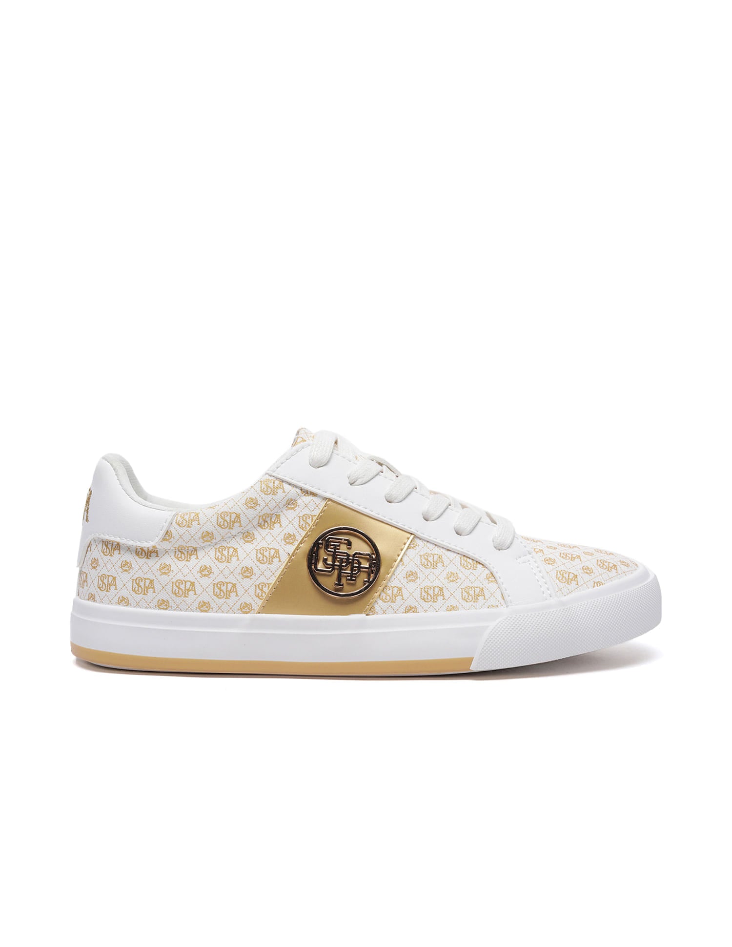 Women Monogram Canvas Charlotte Sneakers Off White - U.S. Polo Assn. India | Large