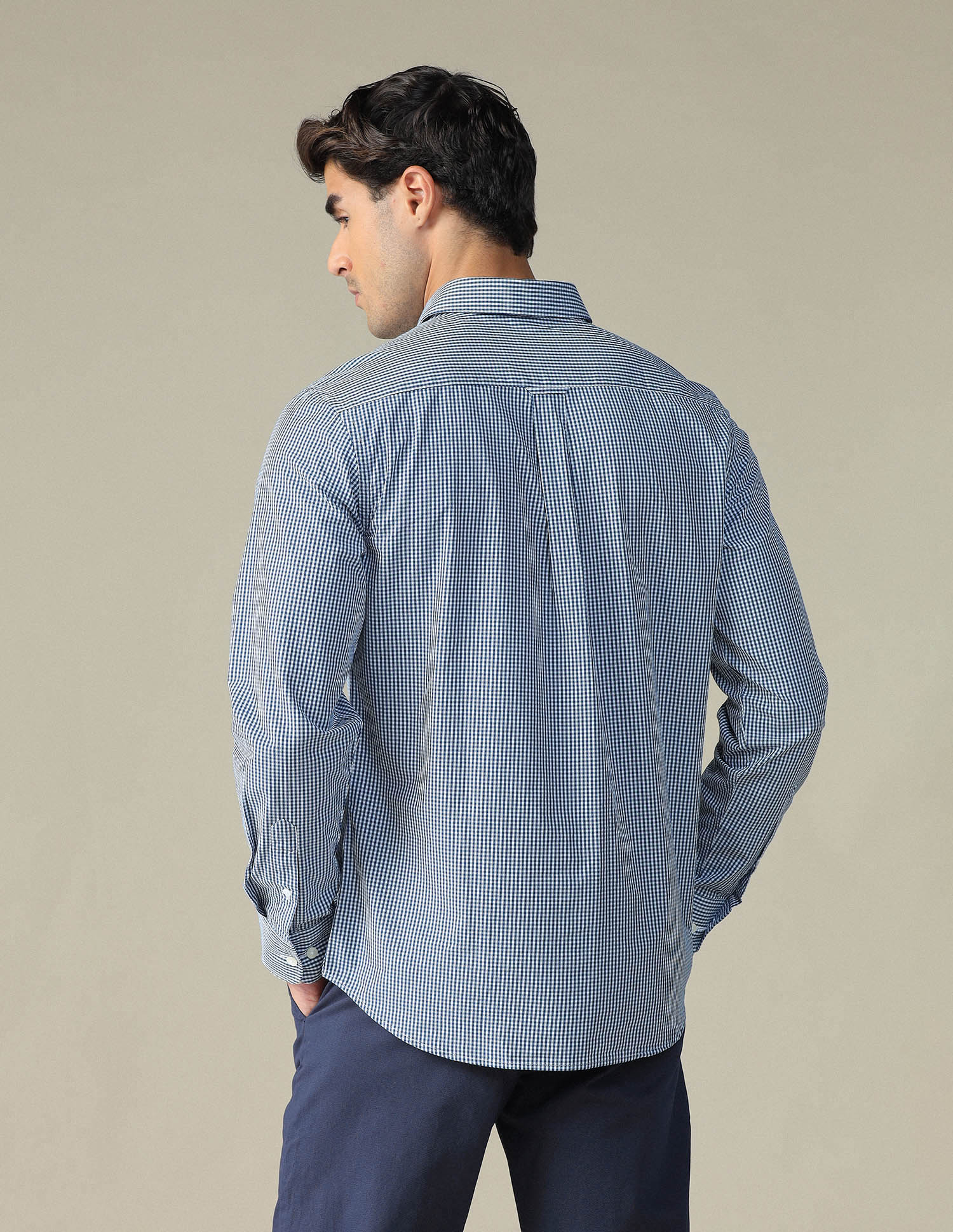 Pure Cotton Gingham Checked Shirt Navy - U.S. POLO ASSN. | Large