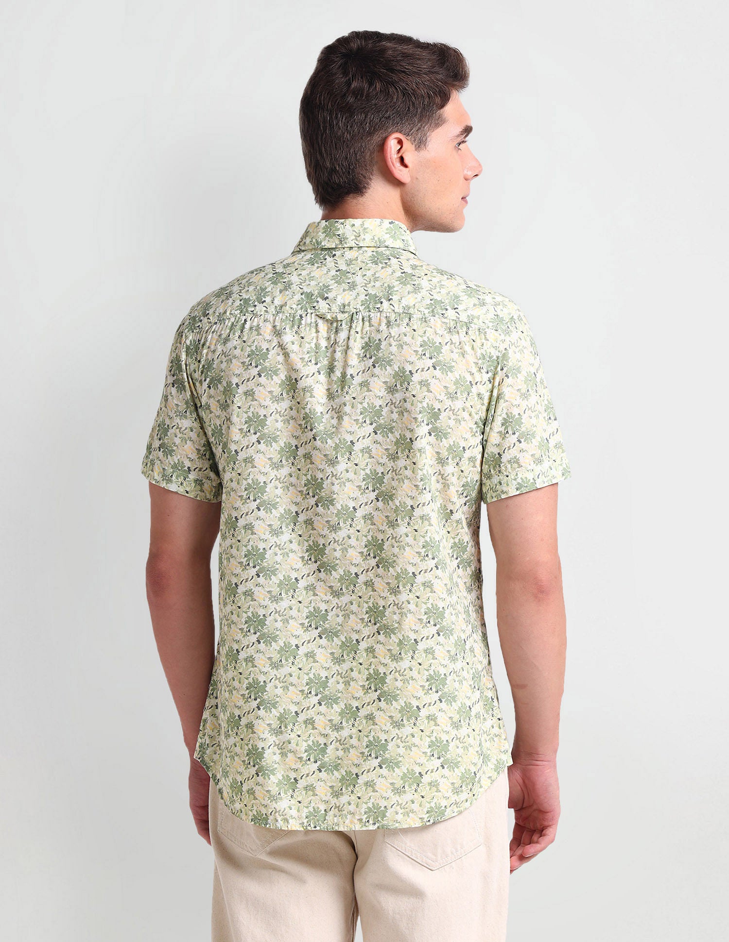 Floral Print Slim Fit Shirt Green - U.S. Polo Assn. India | Large