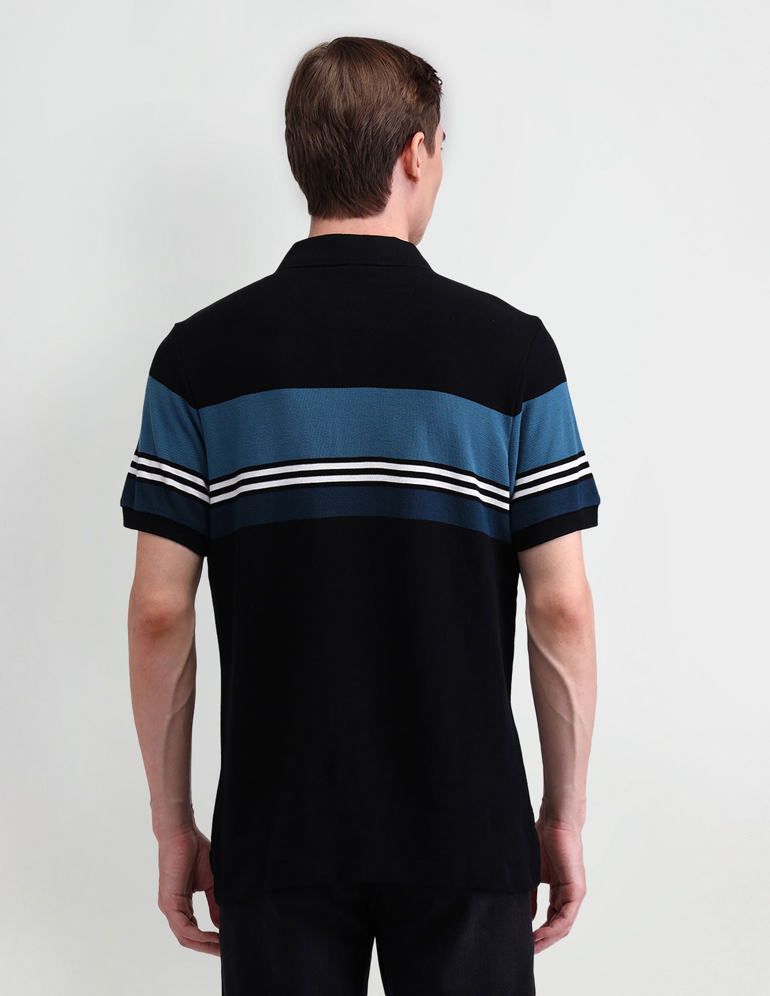 Horizontal Striped Muscle Polo Shirt Black - U.S. Polo Assn. India | Large
