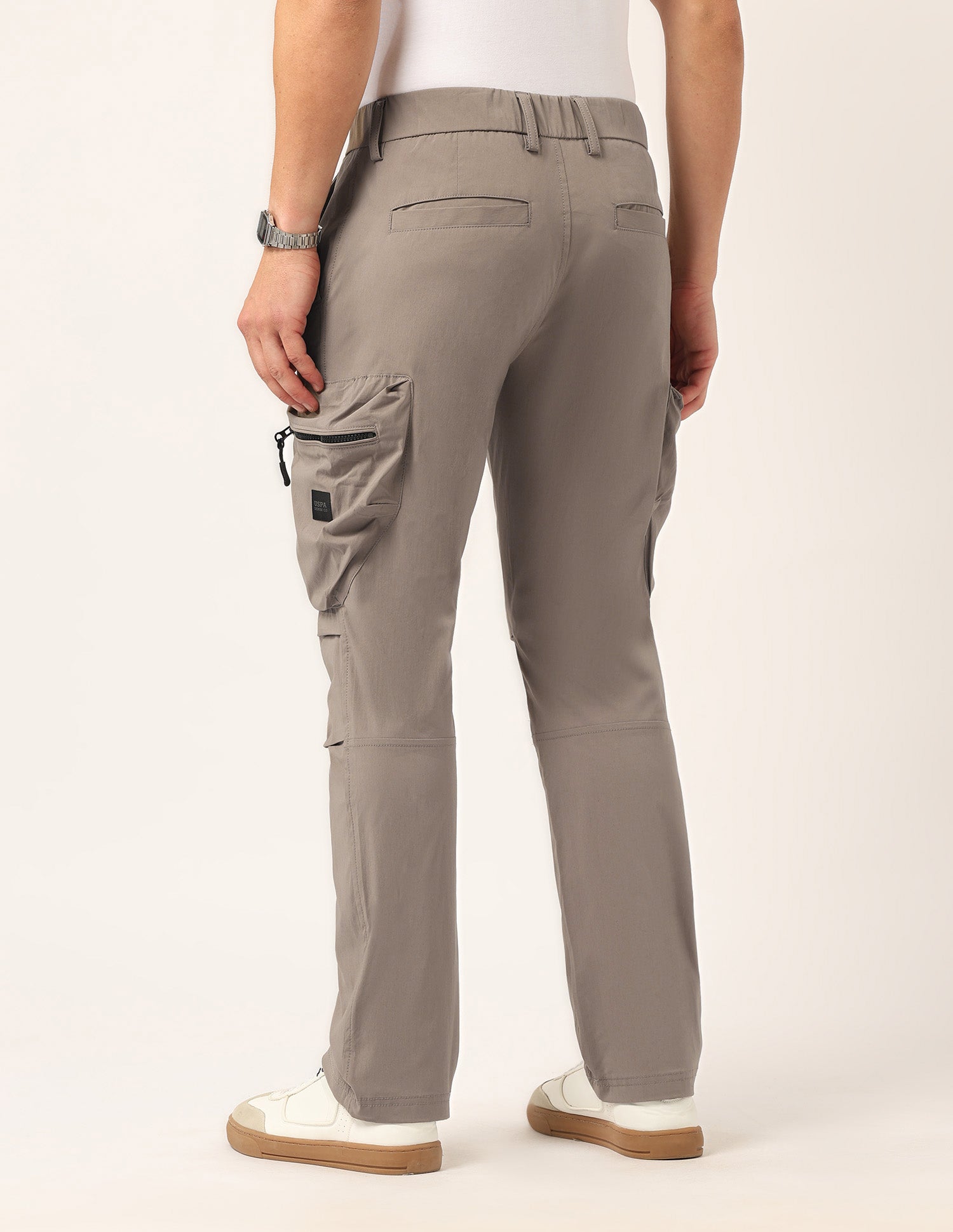 Solid Straight Fit Trousers Khaki - U.S. Polo Assn. India | Large