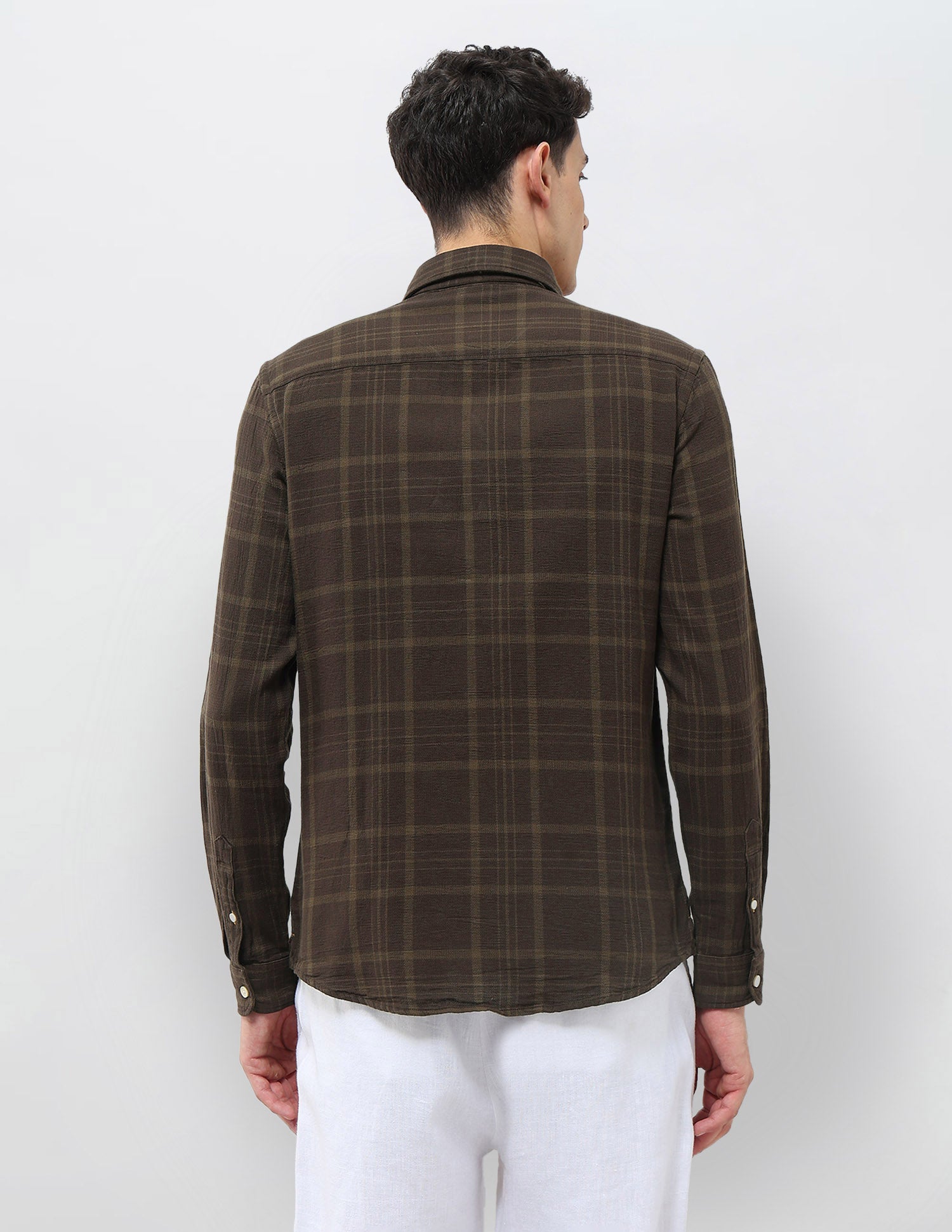 Dobby Tartan Checked Shirt Choco - U.S. Polo Assn. India | Large