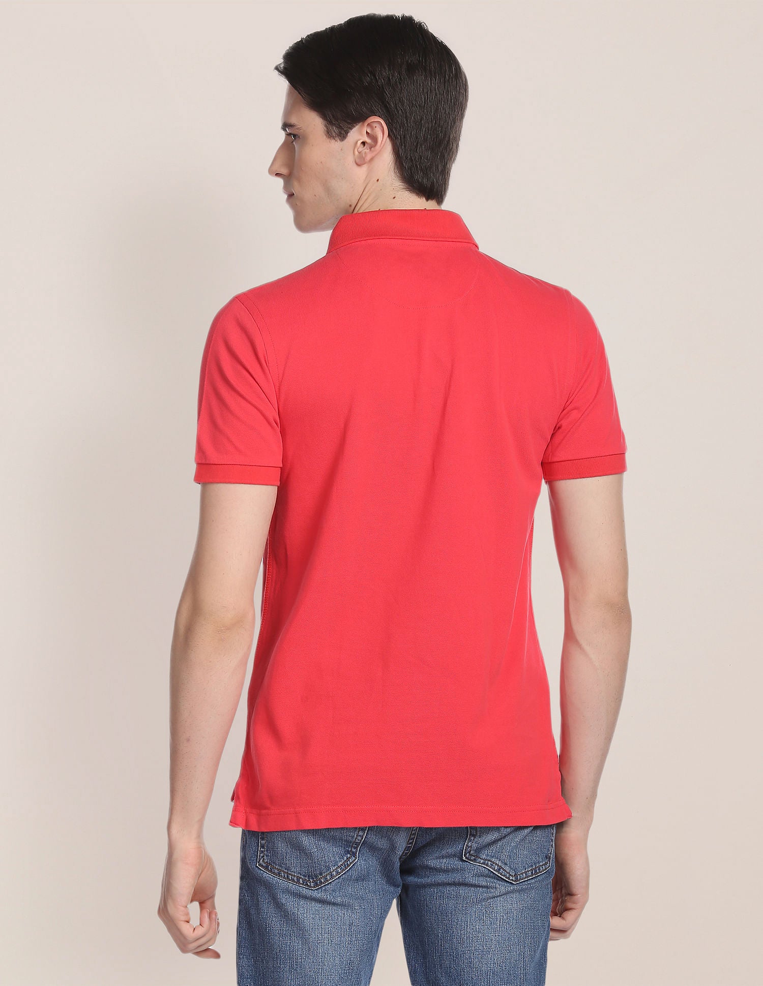 Ribbed Collar Solid Polo Shirt Red - U.S. POLO ASSN. | Large