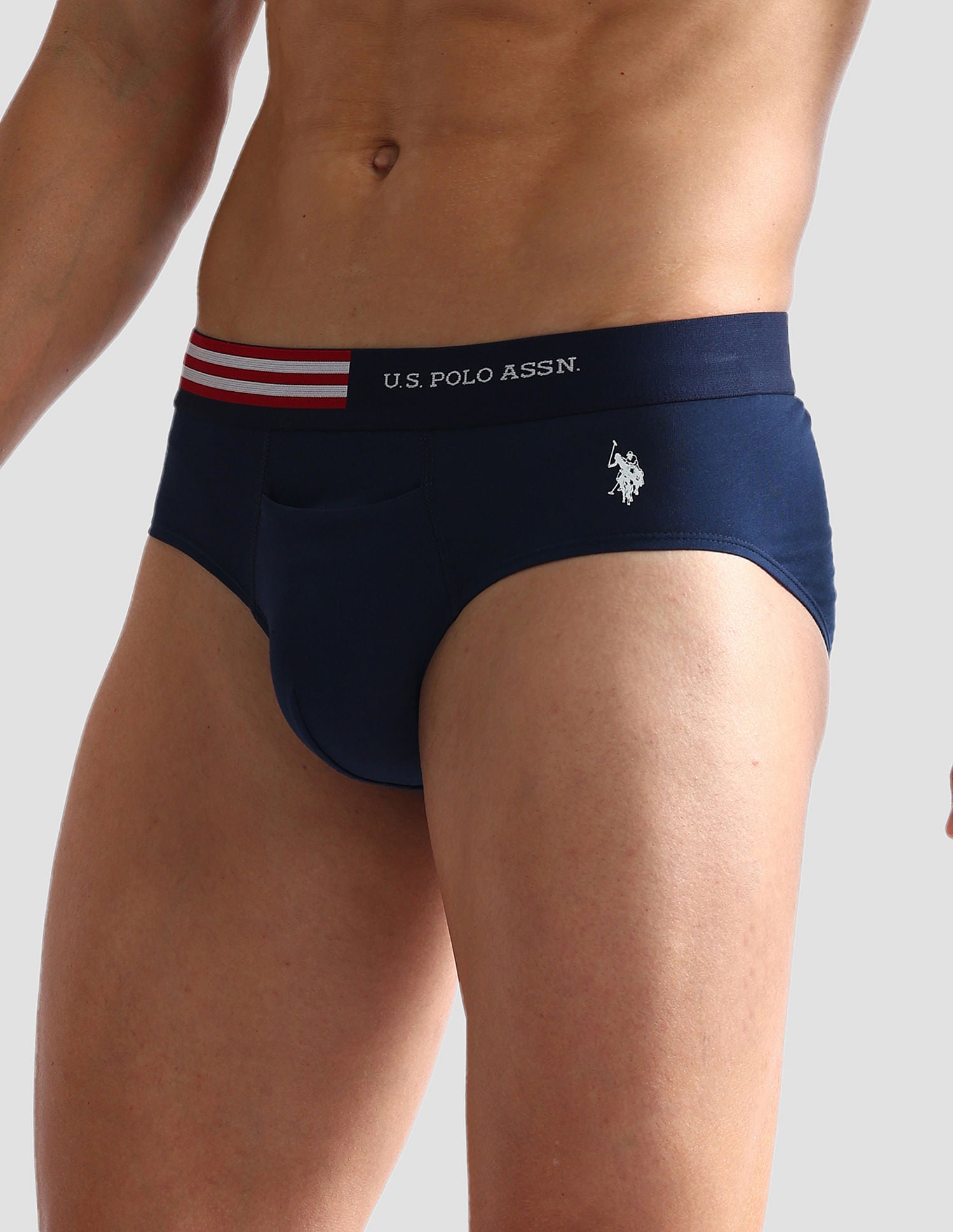 Flag Waist Single Jersey OEB06 Briefs - Pack Of 2 Navy and Blue - U.S. POLO ASSN. | Large