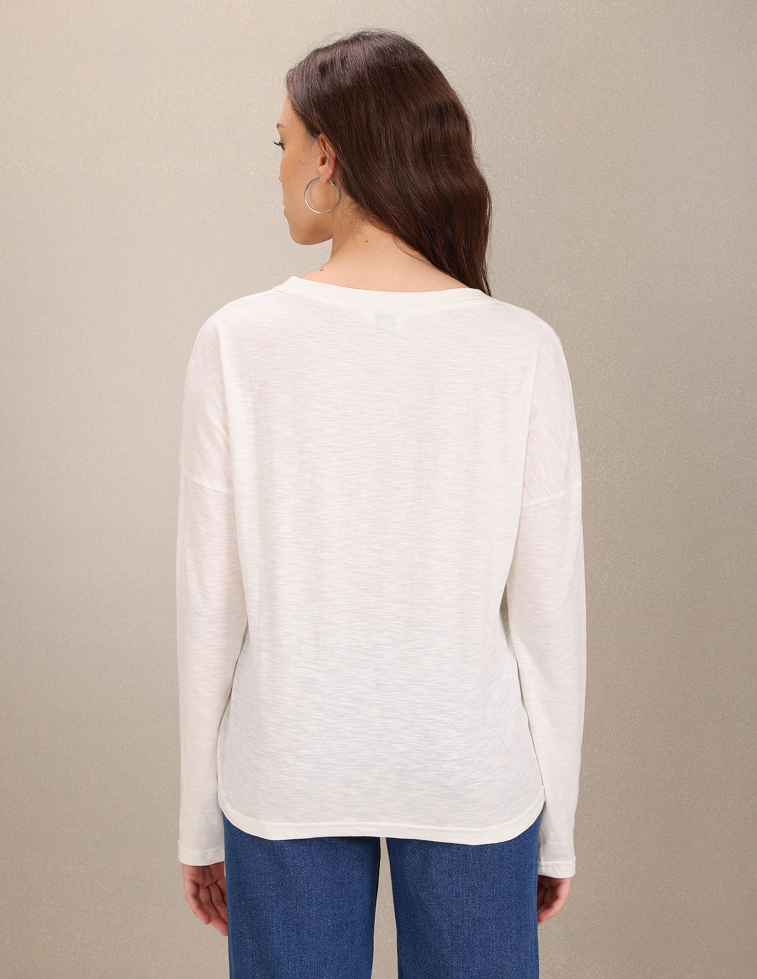 Long Sleeve Typography Print T-Shirt Off White - U.S. POLO ASSN. | Large