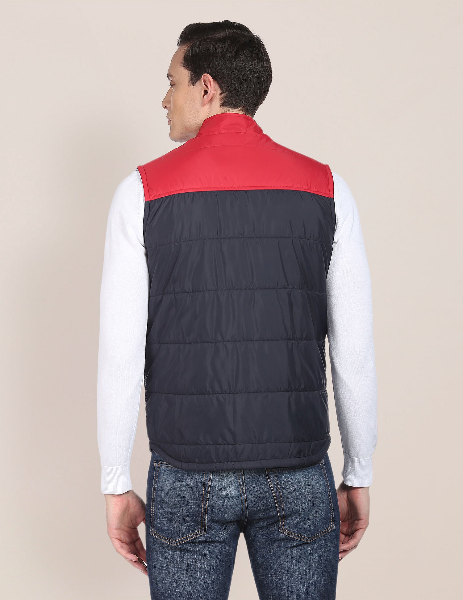 Sleeveless Colour Block Puffer Jacket Navy - U.S. POLO ASSN. | Large