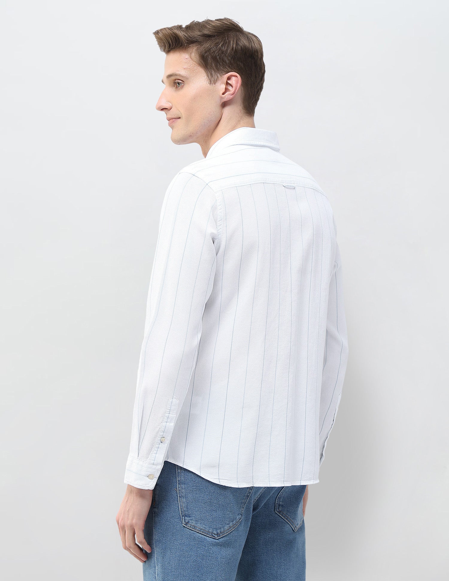 Textured Vertical Striped Motel On The Coast Shirt Ecru - U.S. Polo Assn. India | Large