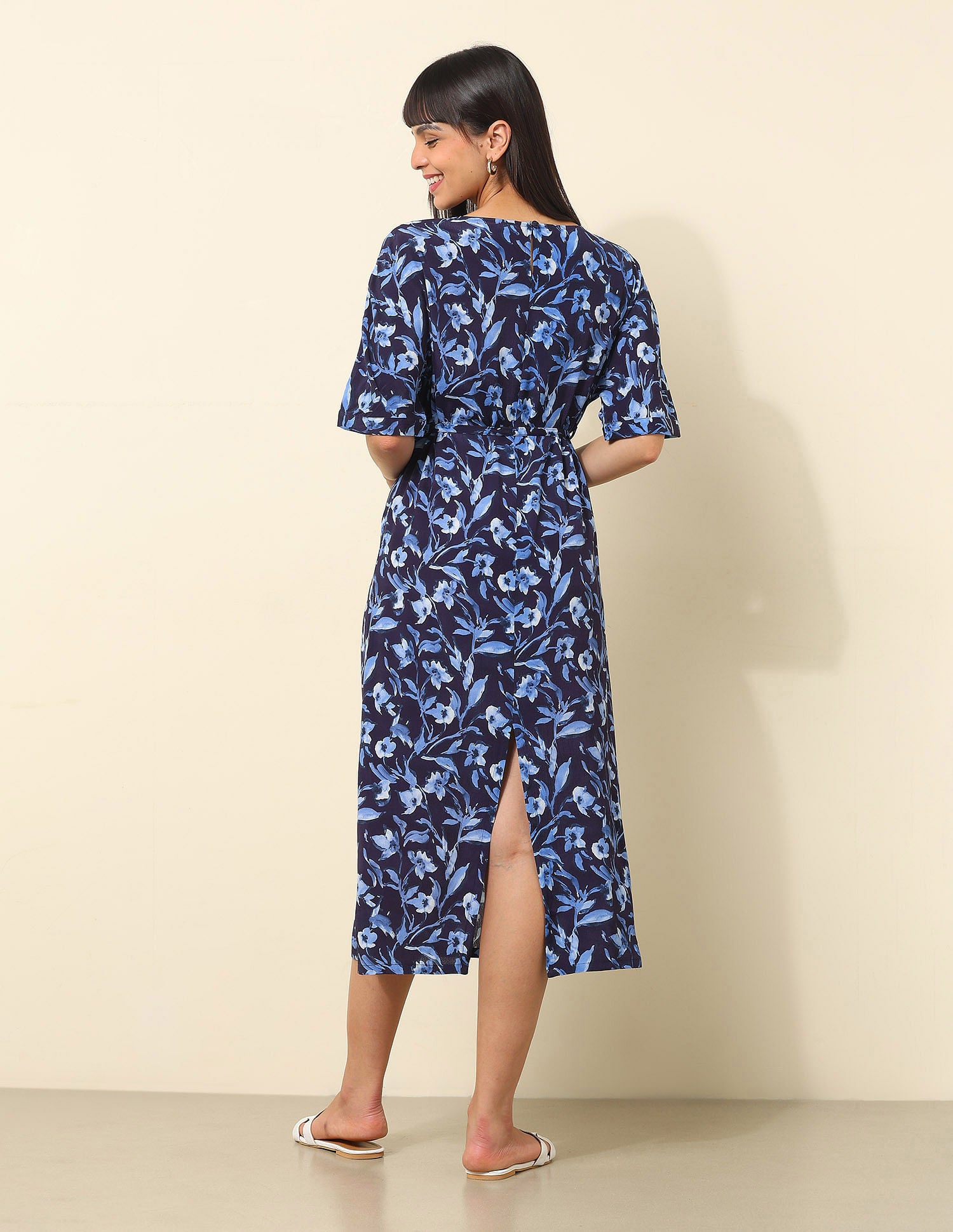 Floral Printed Fit & Flare Midi Dress Multi-colour - U.S. Polo Assn. India | Large