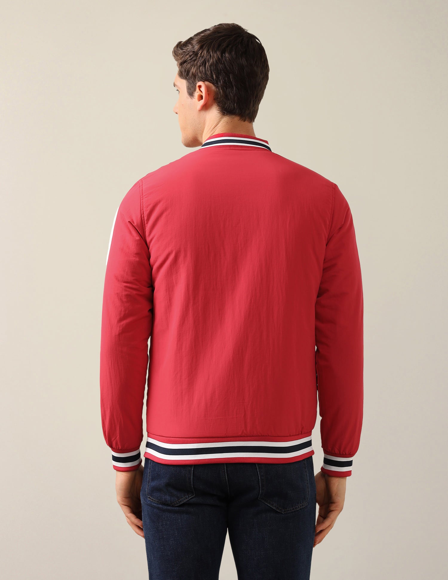 Stand Collar Solid Bomber Jacket Red - U.S. Polo Assn. India | Large