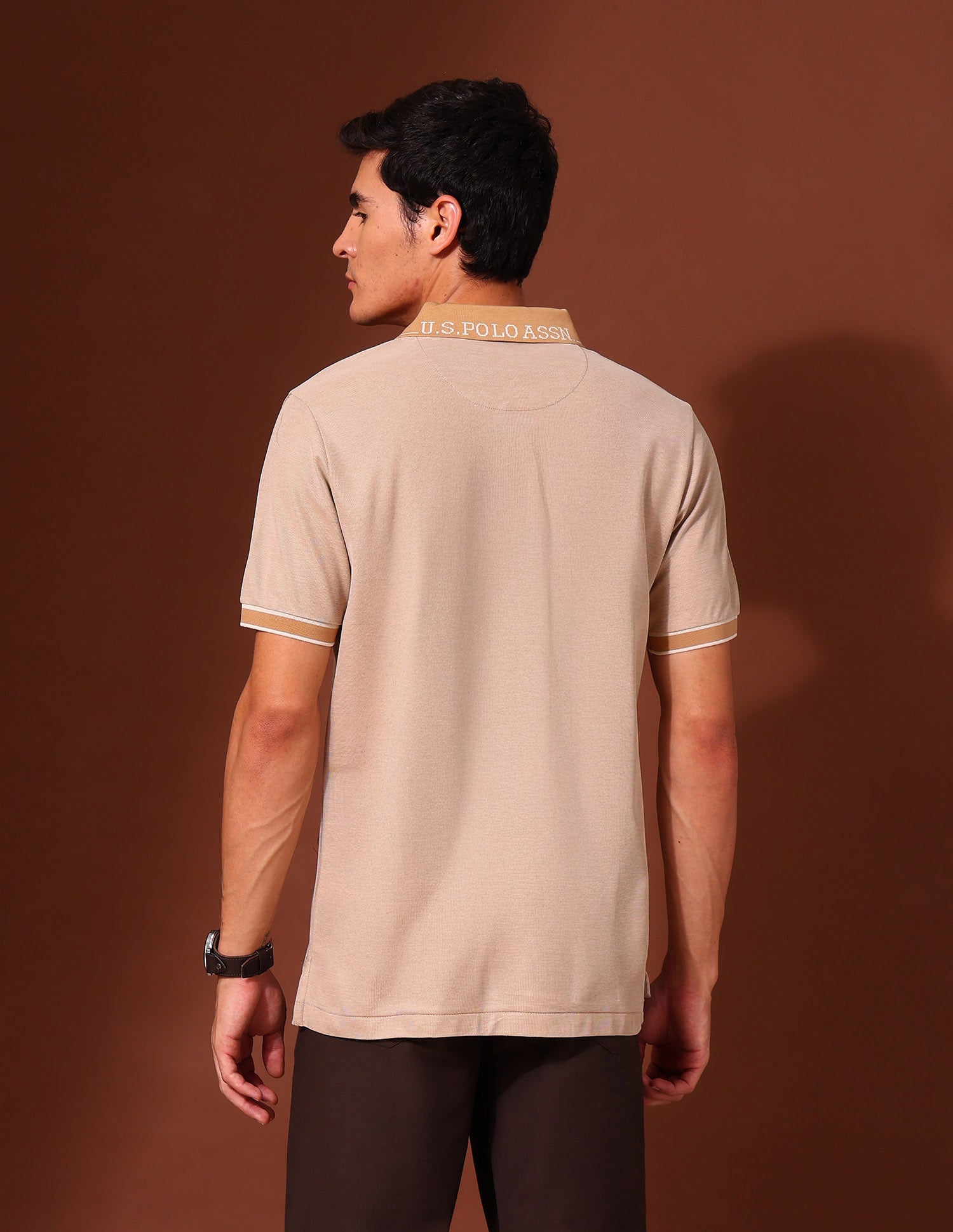 Solid Work and Wander Polo Shirt Beige - U.S. POLO ASSN. | Large