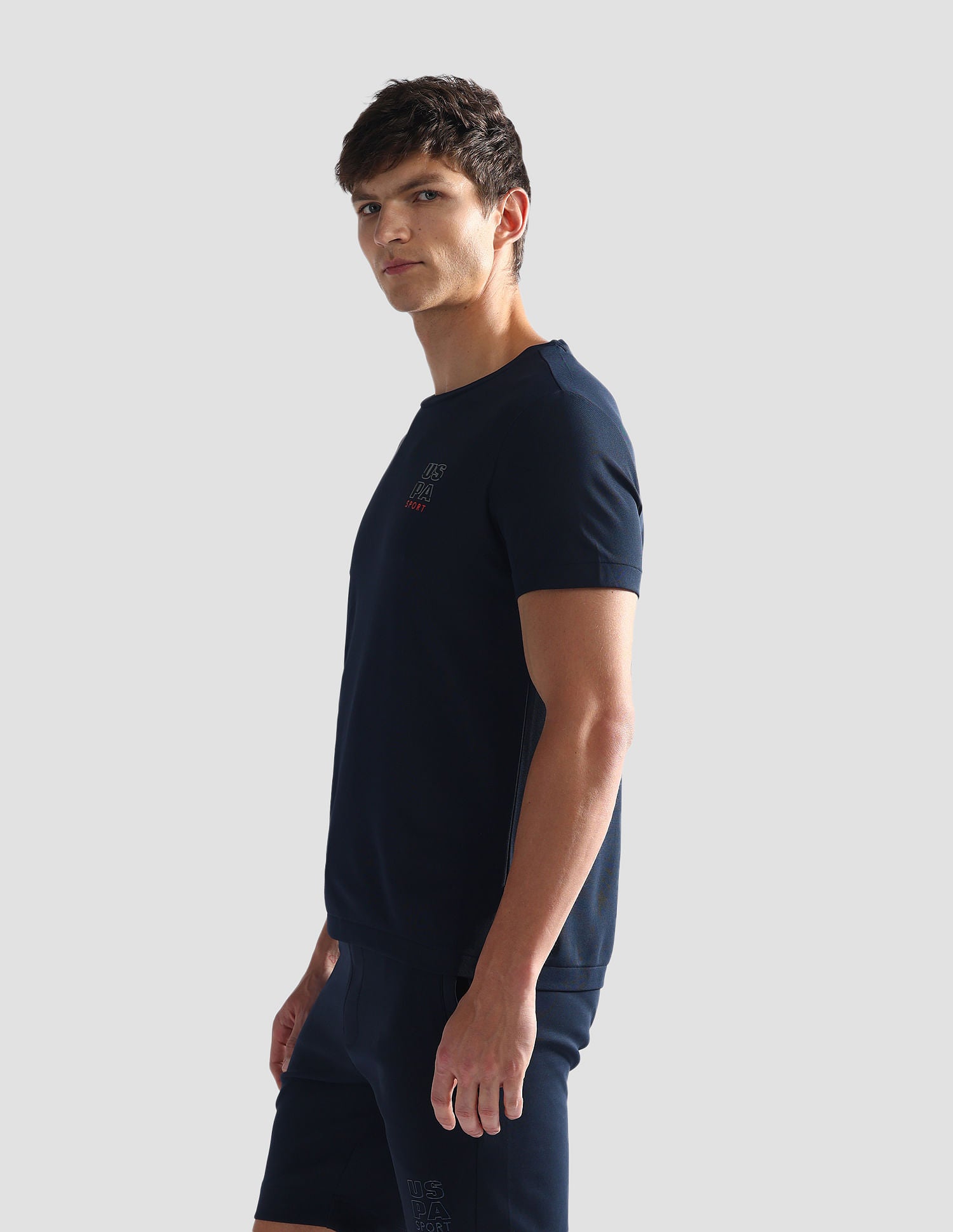 Brand Print Slim Fit Active T-Shirt Navy - U.S. Polo Assn. India | Large