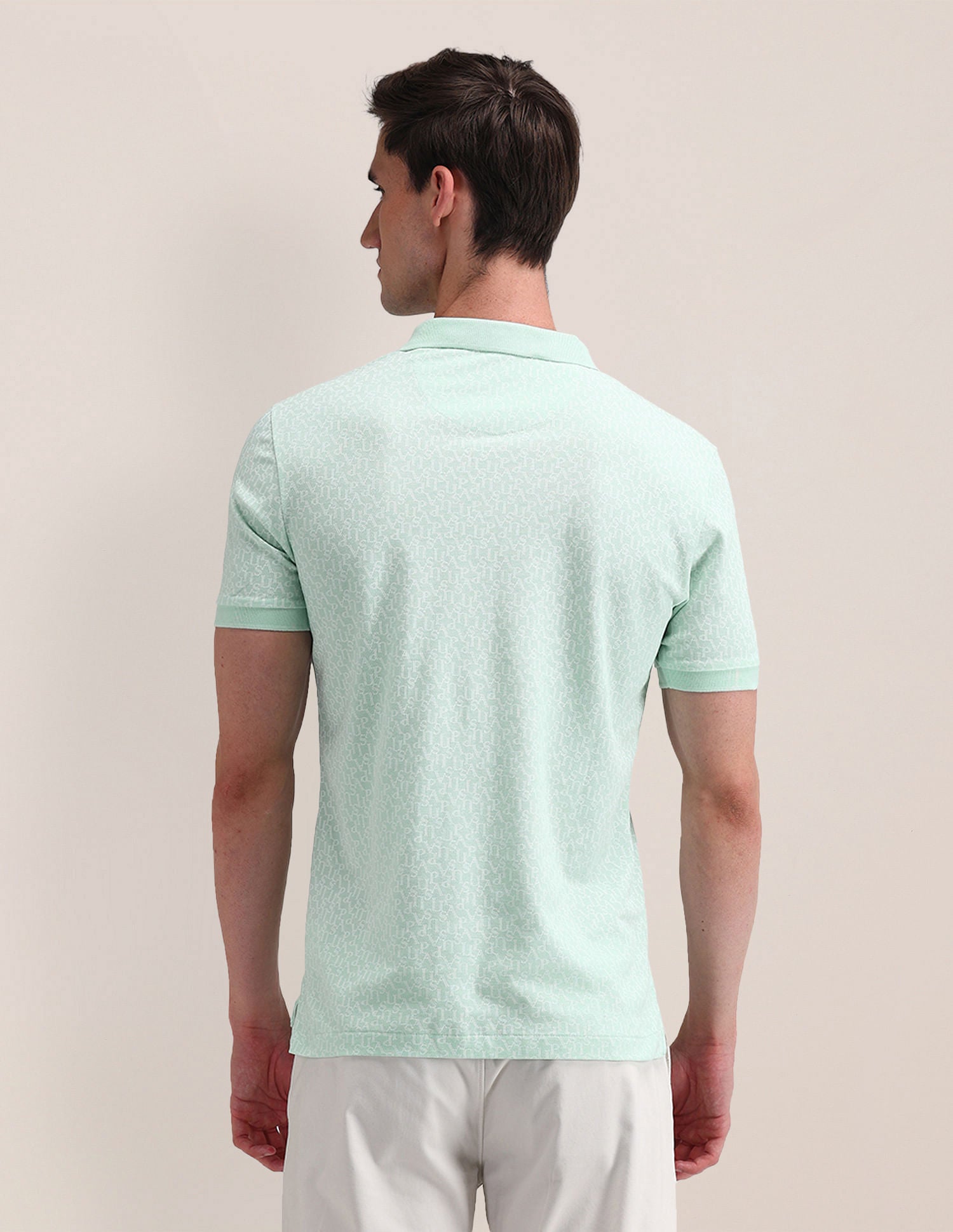 Slim Fit Printed Cotton Polo Shirt Green - U.S. Polo Assn. India | Large
