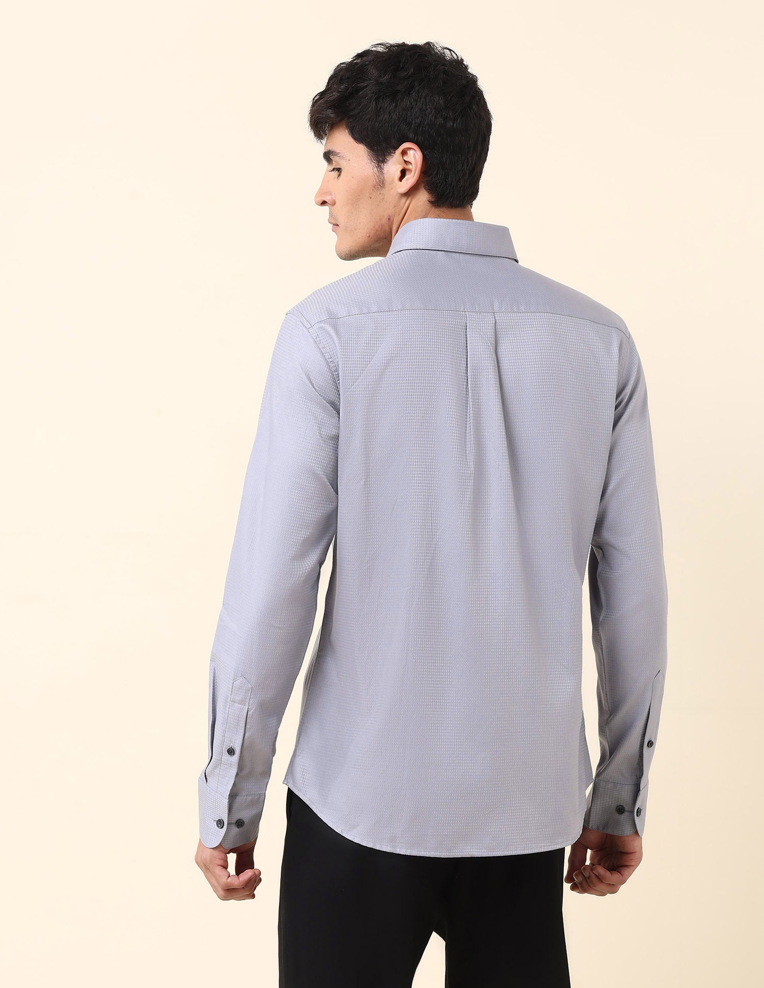 Tailored Fit Textured Shirt Light Grey - U.S. Polo Assn. India | Large