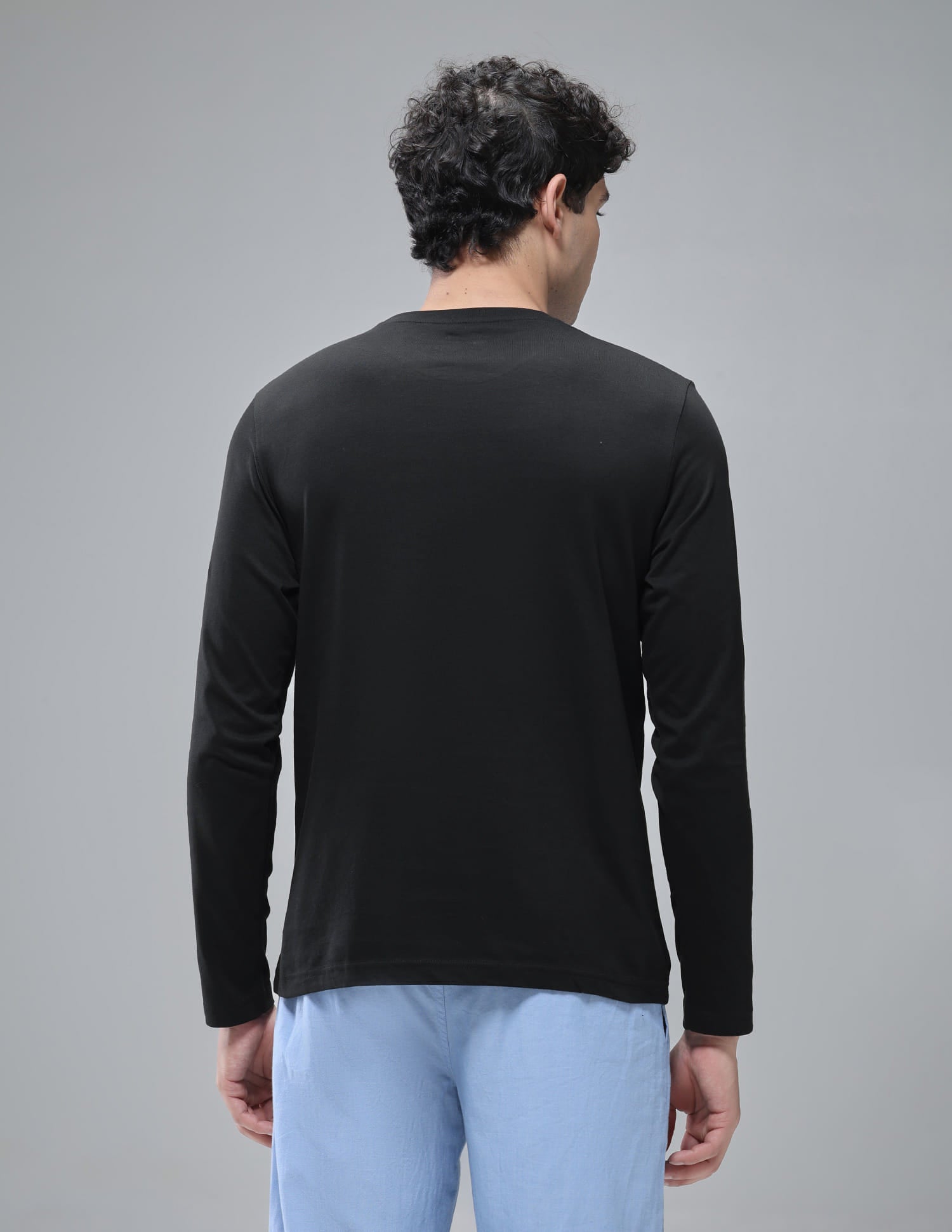 Pure Cotton Long Sleeve I693 Lounge T-Shirt - Pack Of 1 Black - U.S. Polo Assn. India | Large