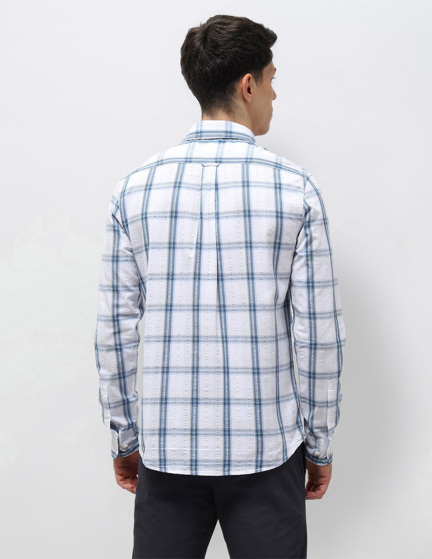 Grid Tattersall Checked Seersucker Shirt Light Blue - U.S. POLO ASSN. | Large